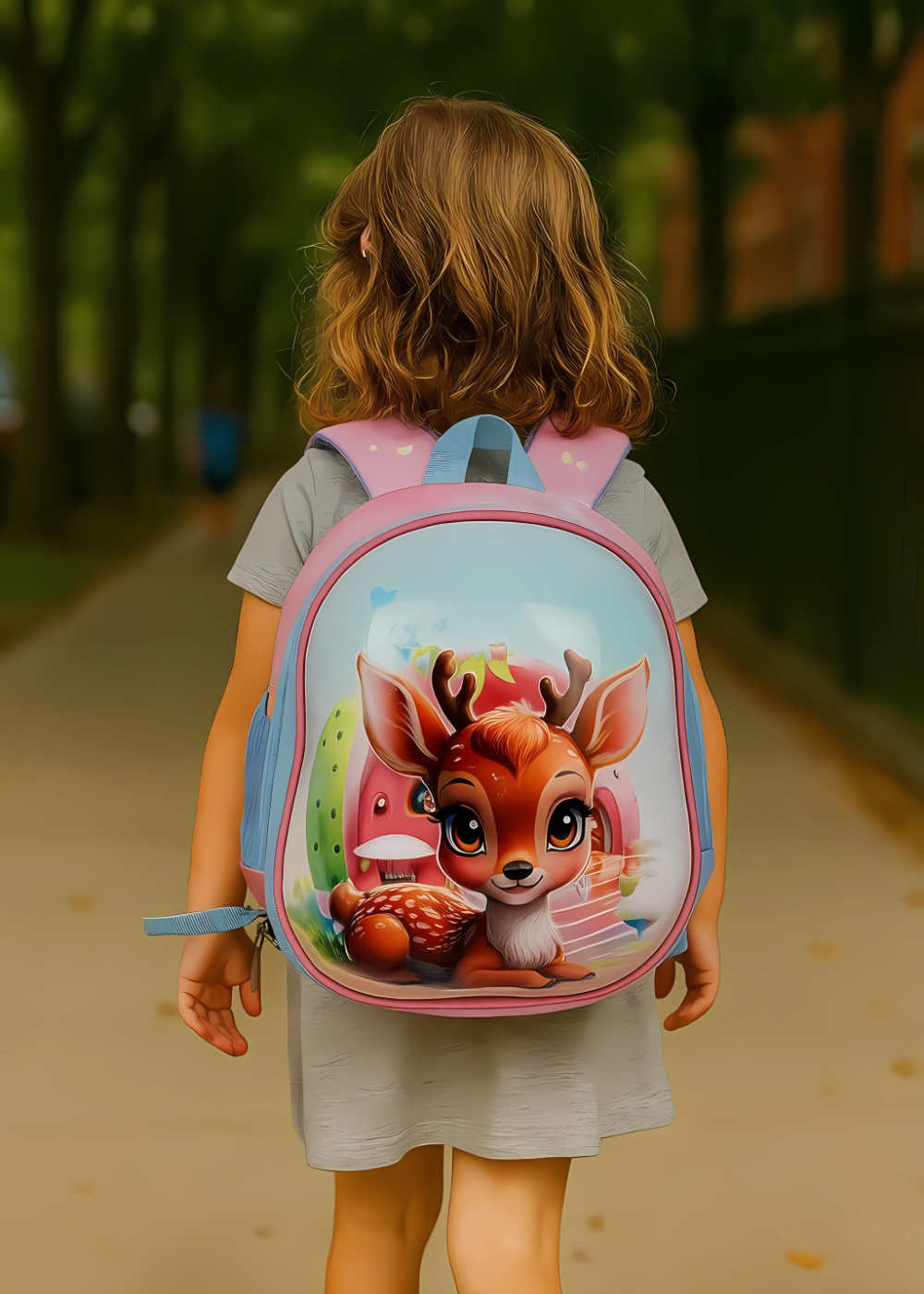 SAGEWARE School Bag for Boys Kids & Girls Backpack for School | Waterproof, Lightweight, Spacious with Multiple Pockets & Durable Zippers for Daily Use (Age of 3-6 years) bambi