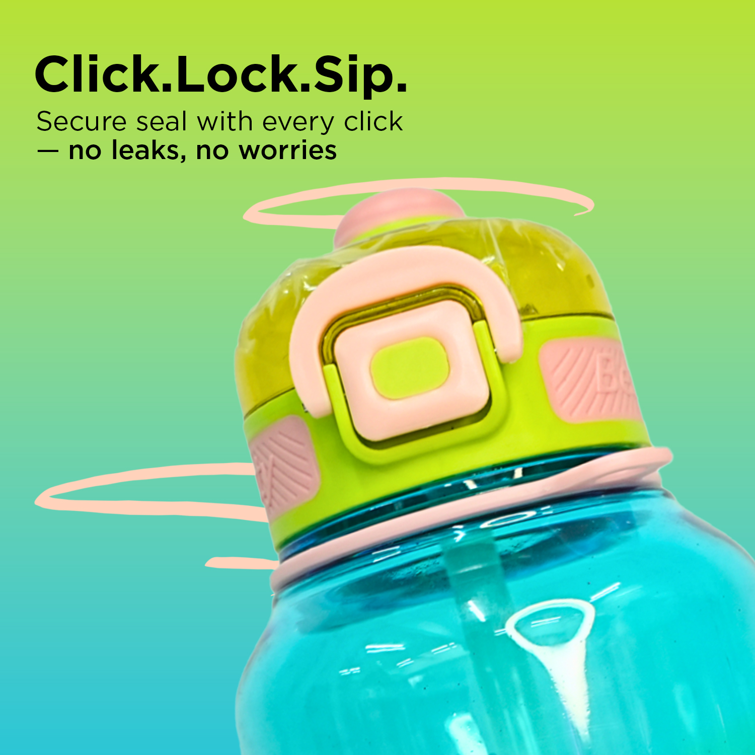 Stylish Beauty 1500ml Water Bottle – Motivational Markings, Straw, & Shoulder Strap for Active Lifestyles Green - Image 3