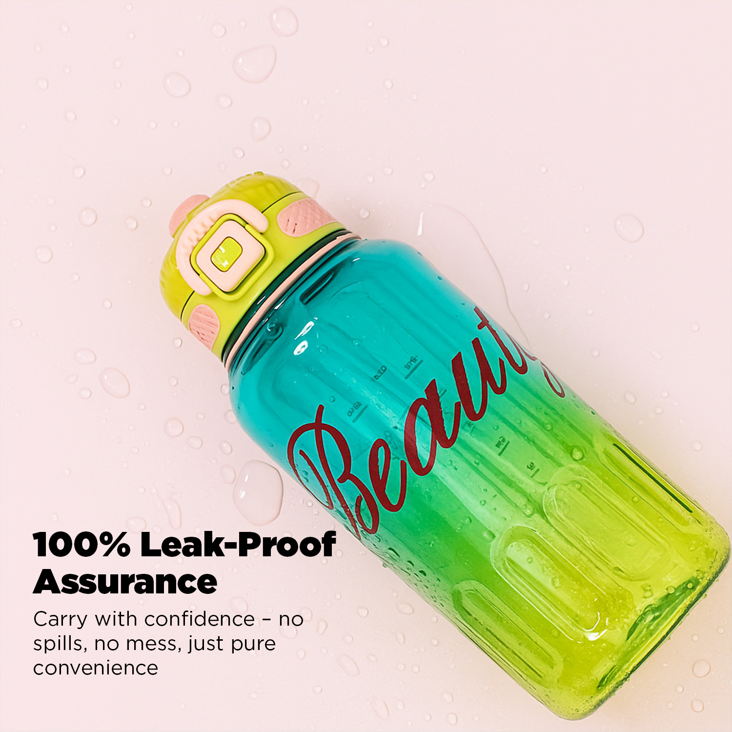 Stylish Beauty 1500ml Water Bottle – Motivational Markings, Straw, & Shoulder Strap for Active Lifestyles Green - Image 7