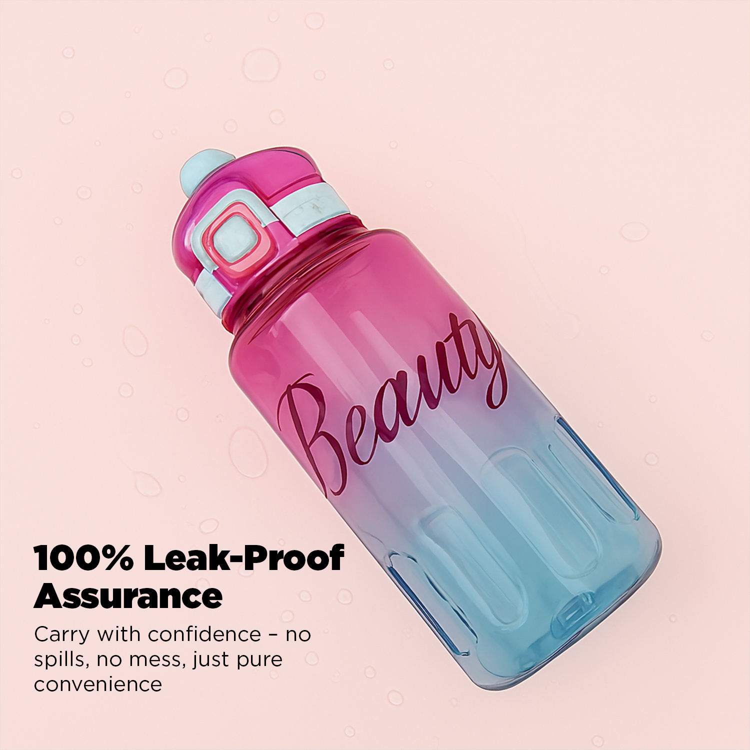 Stylish Beauty 1500ml Water Bottle – Motivational Markings, Straw, & Shoulder Strap for Active Lifestyles Pink - Image 6