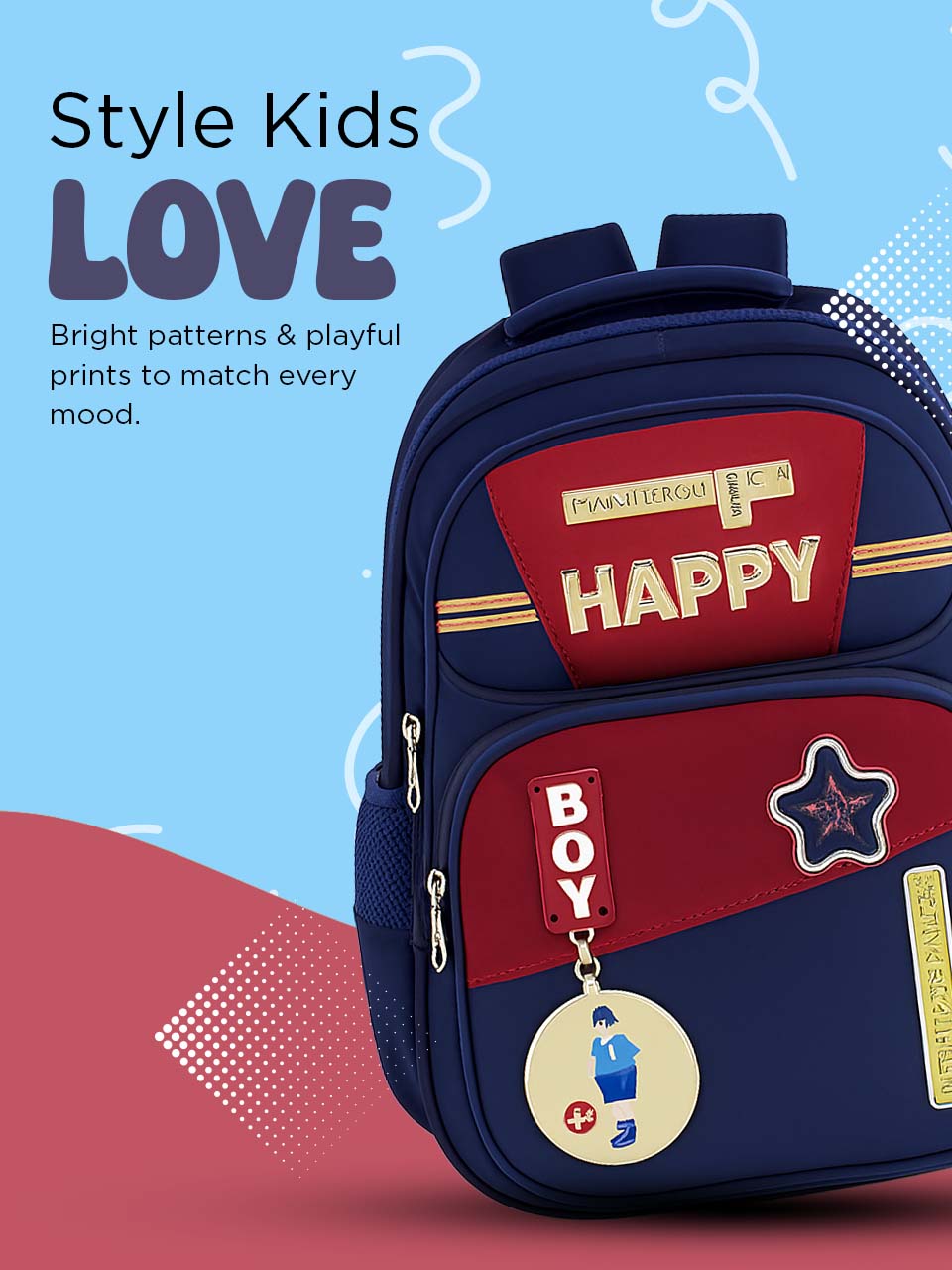 SAGEWARE School Bag for Boys Kids & Girls Backpack for School | Waterproof, Lightweight, Spacious with Multiple Pockets & Durable Zippers for Daily Use (Age of 6-12 years) Blue - Image 3