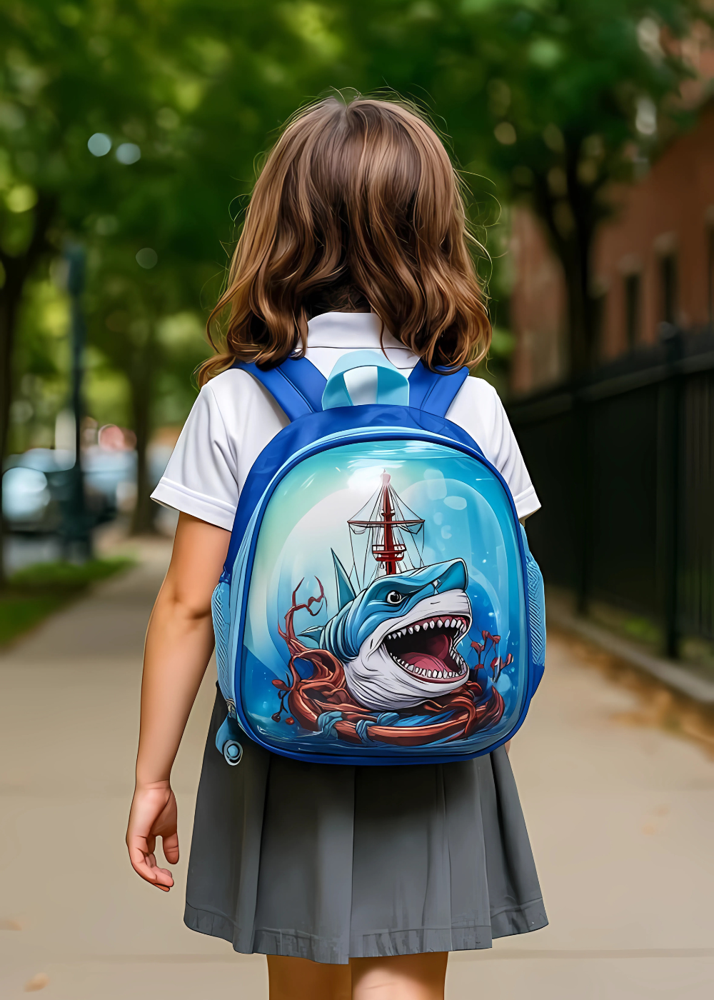 SAGEWARE School Bag for Boys Kids & Girls Backpack for School | Waterproof, Lightweight, Spacious with Multiple Pockets & Durable Zippers for Daily Use (Age of 3-6 years) shark