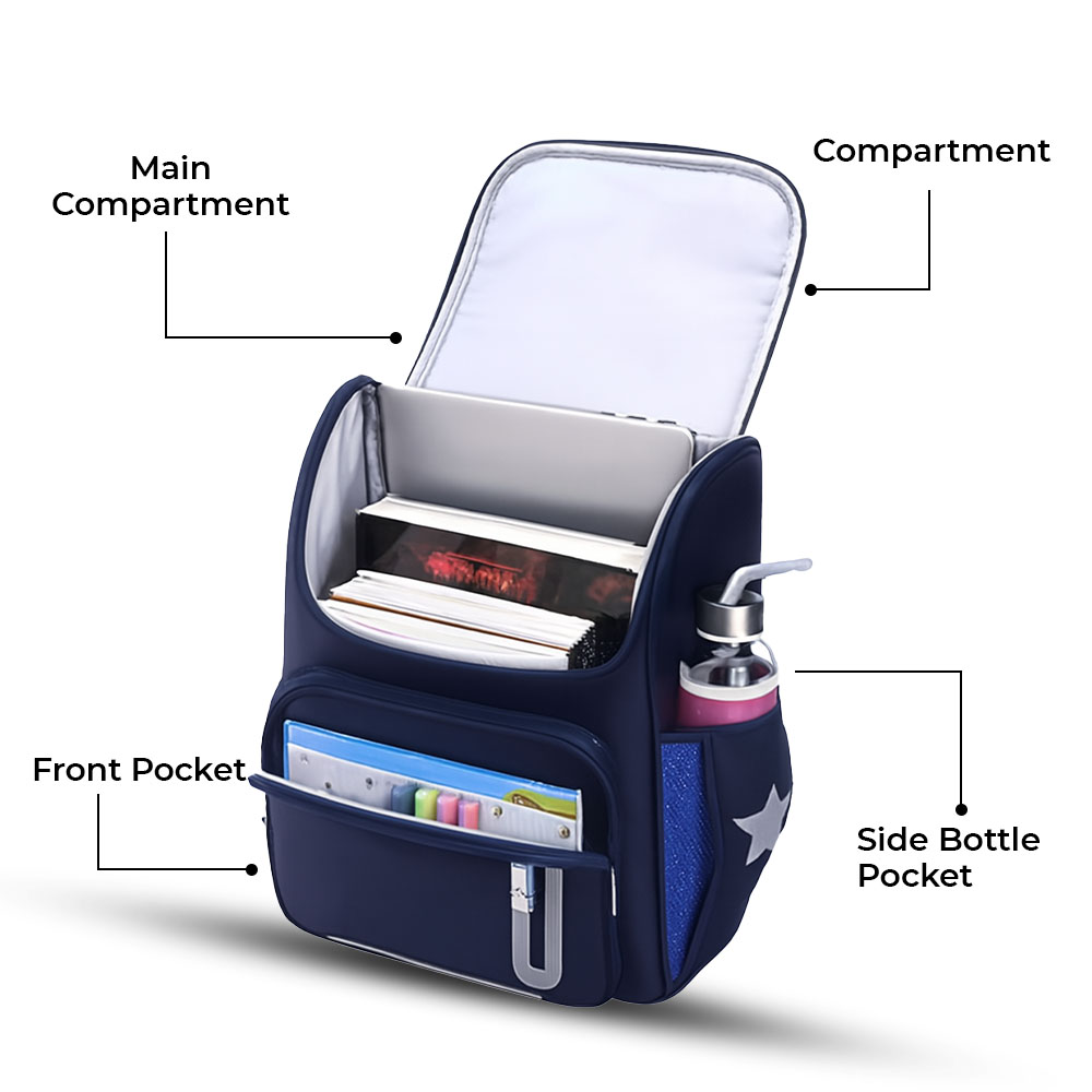 Sageware Bear Graphic Print Flap School Bag (Blue) - Image 9