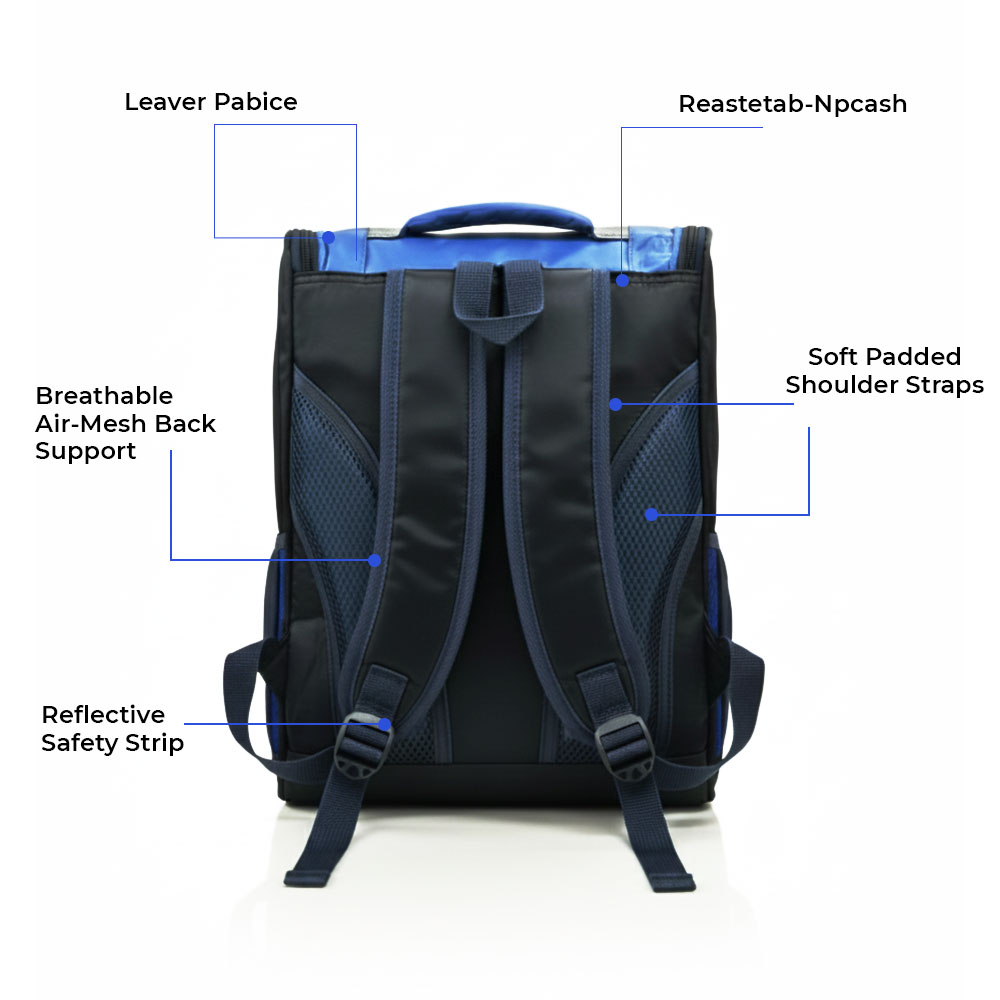 Sageware Bear Graphic Print Flap School Bag (Blue) - Image 7