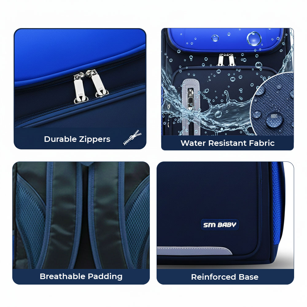 Sageware Bear Graphic Print Flap School Bag (Blue) - Image 2