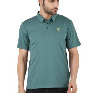 GloballySage Men Solid Polo Neck Reversible Cotton Blend Blue T-Shirt