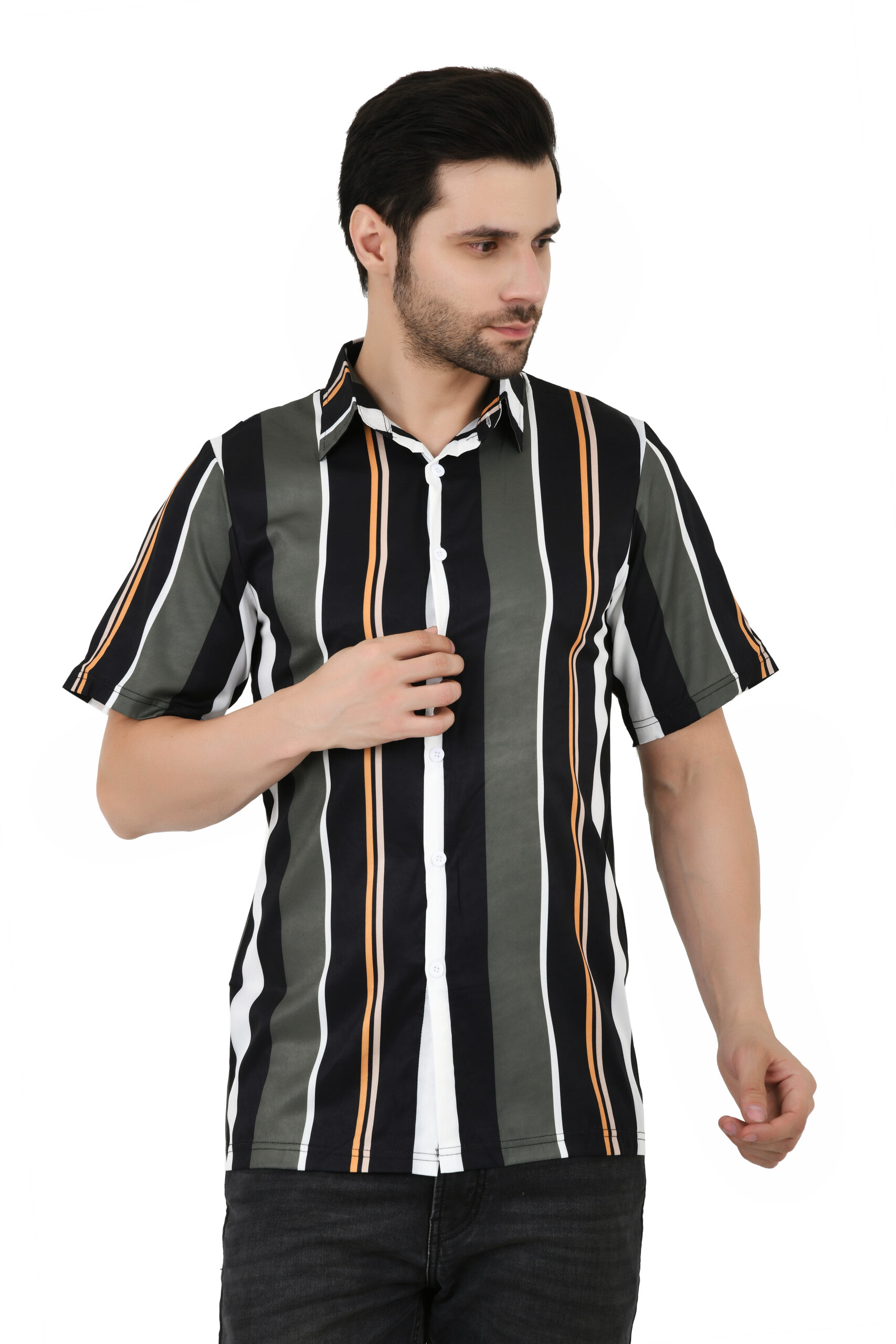 Men's | Stripes | Half Sleeve | Slim Fit | Spread Collar | Casual Shirt - Image 4