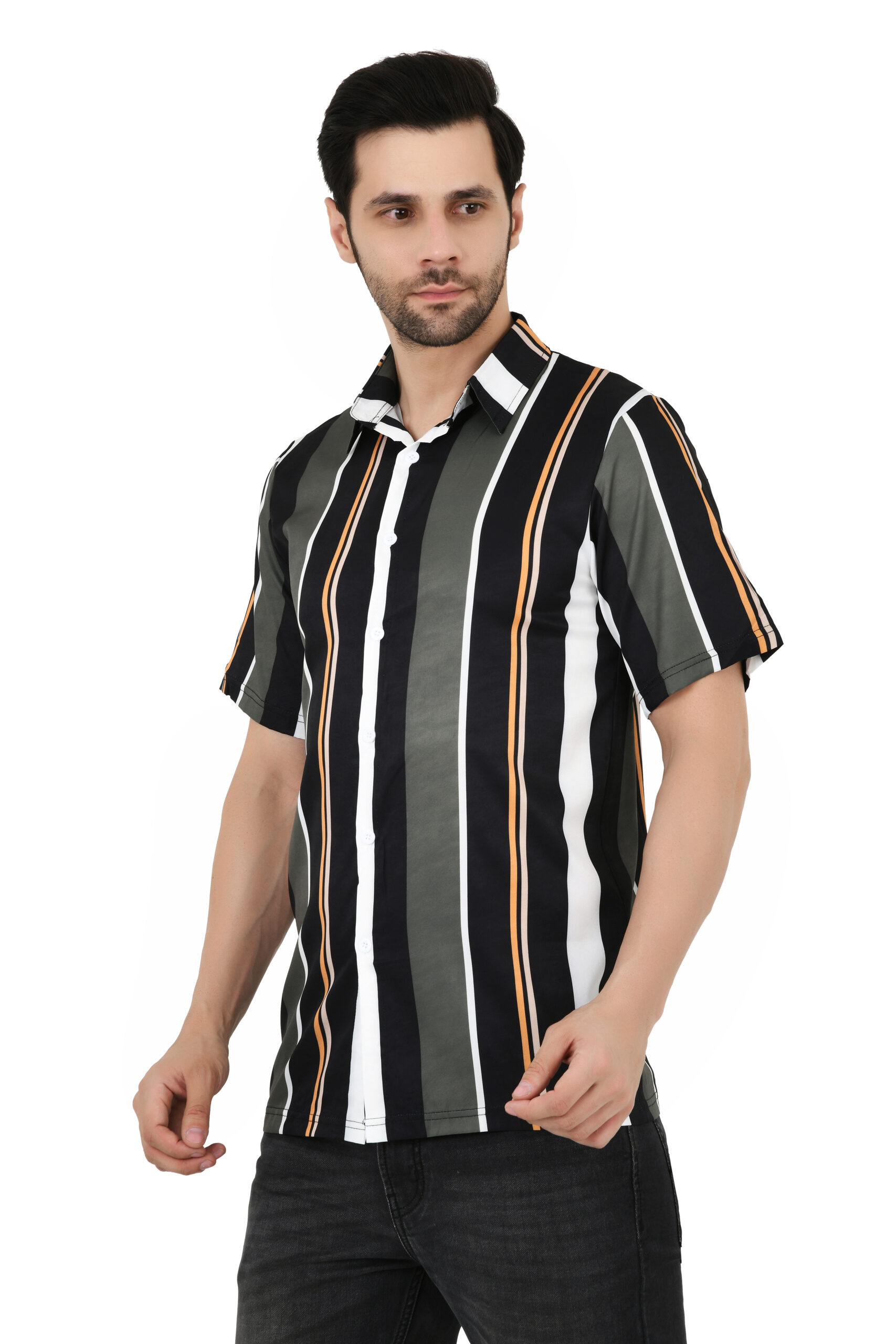 Men's | Stripes | Half Sleeve | Slim Fit | Spread Collar | Casual Shirt - Image 3
