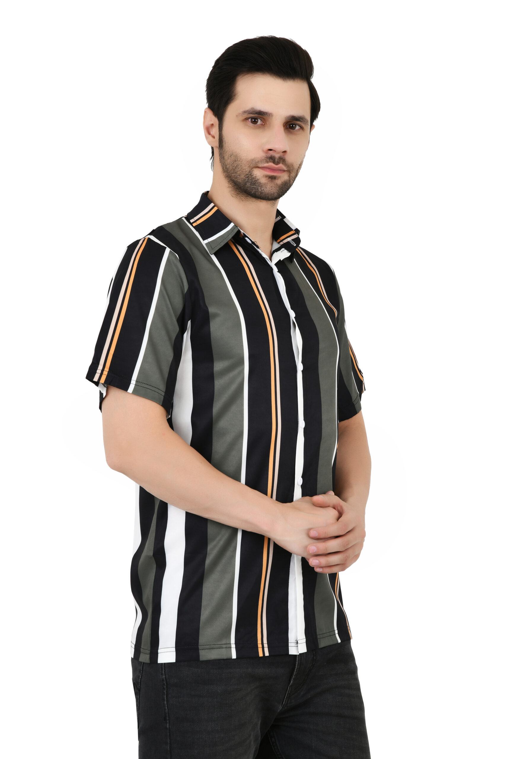 Men's | Stripes | Half Sleeve | Slim Fit | Spread Collar | Casual Shirt - Image 2