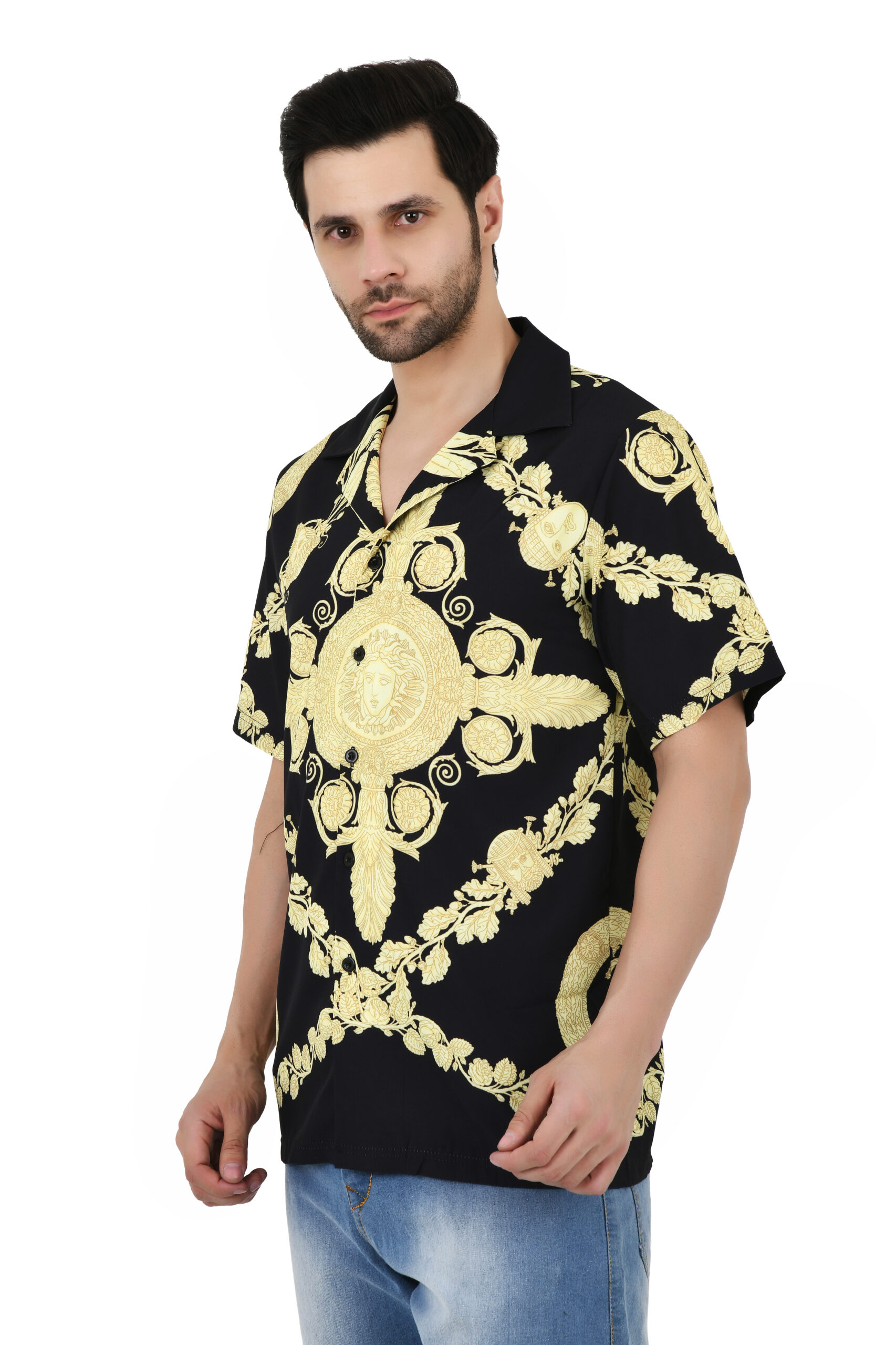 Cotton Blend Trendy Printed Regular Fit Half Sleeve Causal Shirt for Men