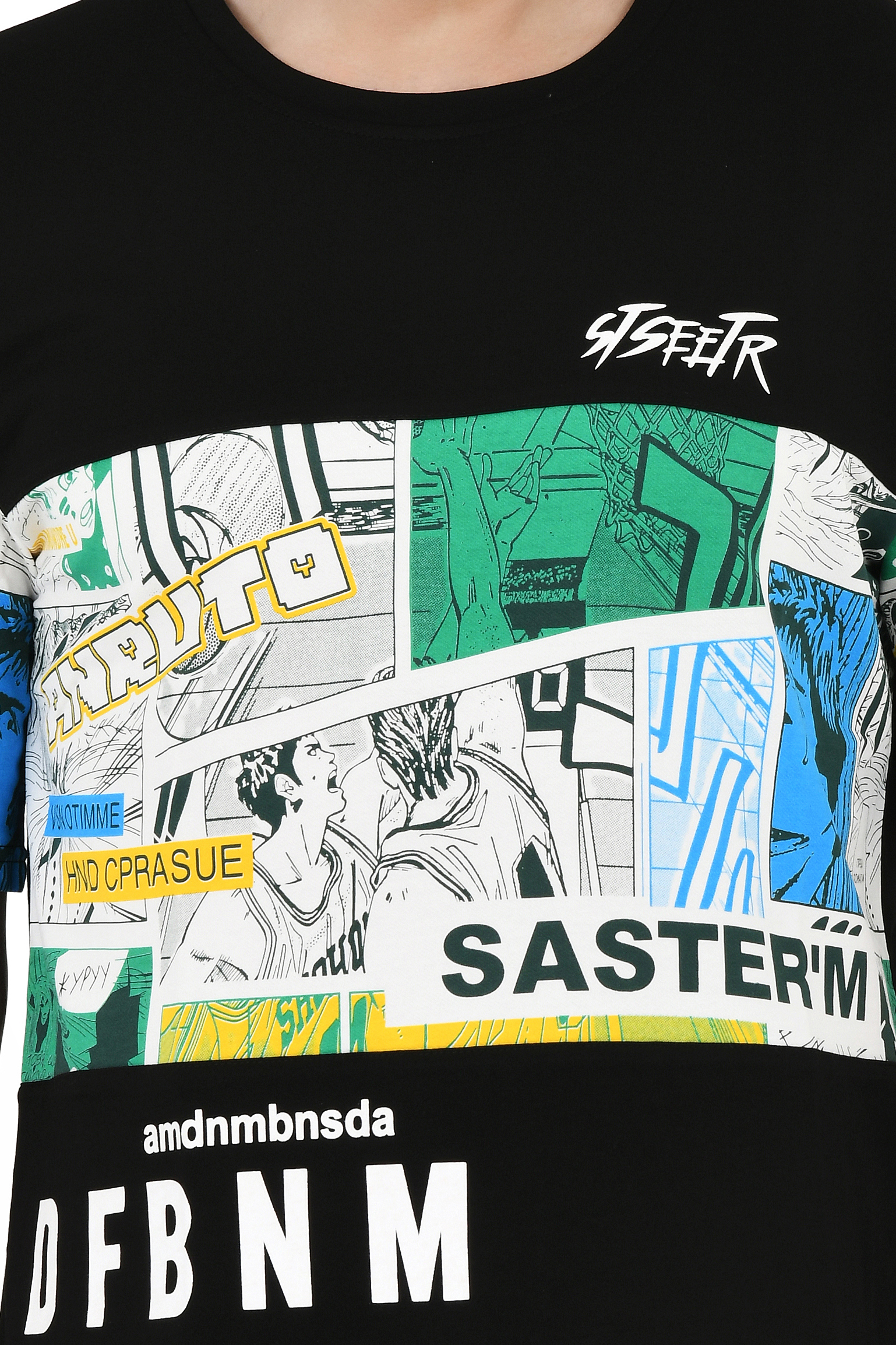 Man Cotton Blend Graphic Print Round Neck Half Sleeve Drop Shoulder Oversized T Shirt - Image 18