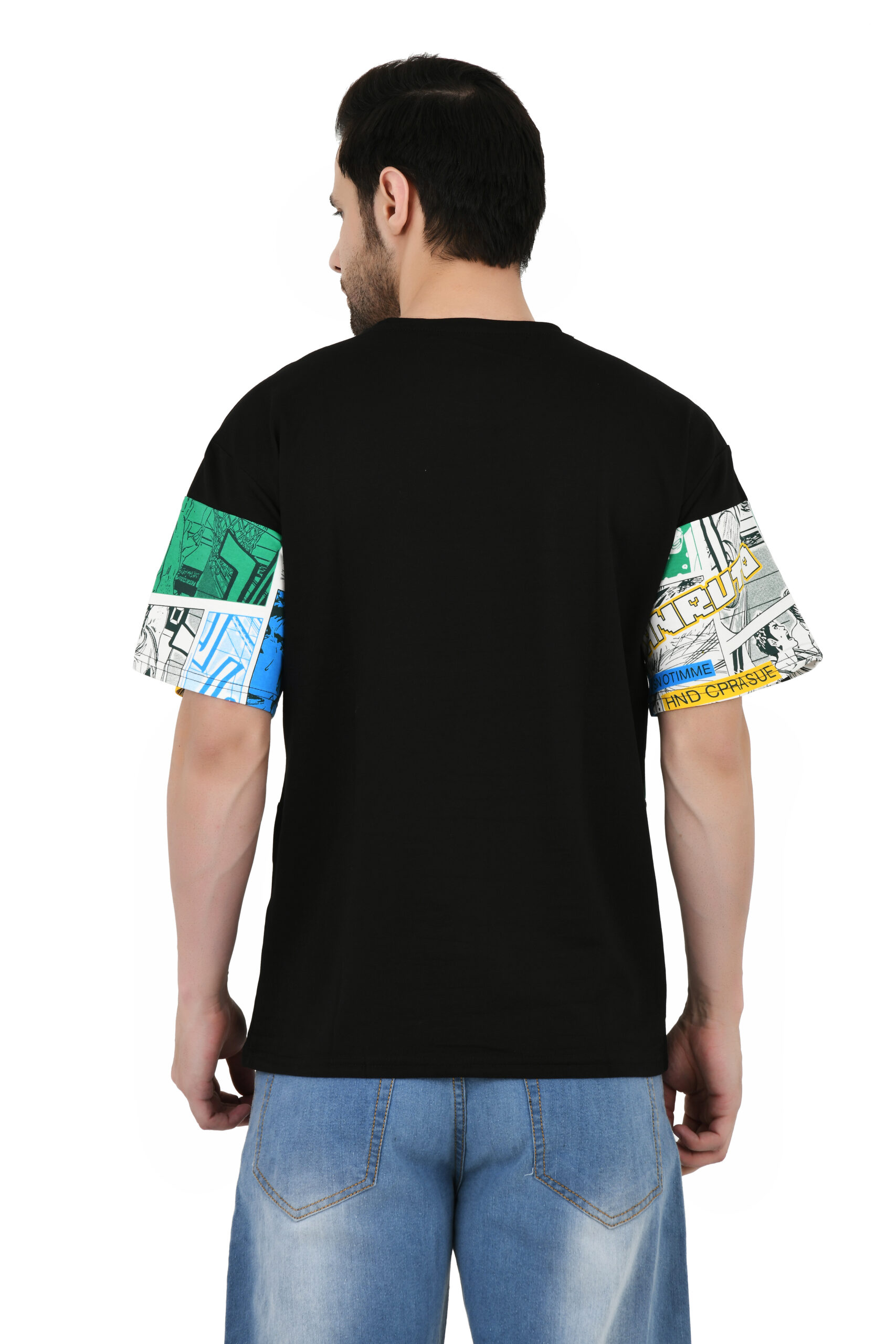 Man Cotton Blend Graphic Print Round Neck Half Sleeve Drop Shoulder Oversized T Shirt - Image 19