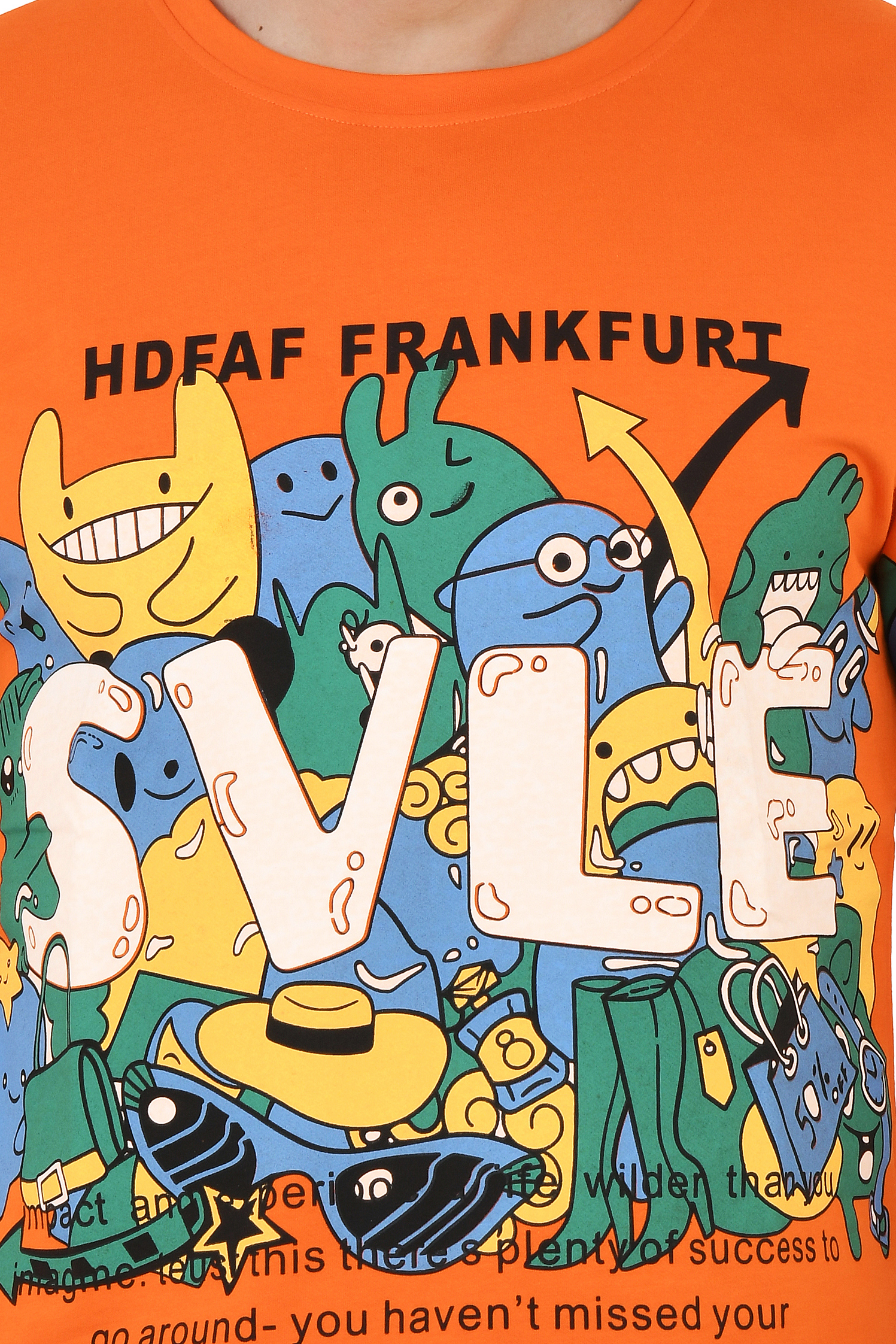 Man Cotton Blend Graphic Print Round Neck Half Sleeve Drop Shoulder Oversized T Shirt - Image 11