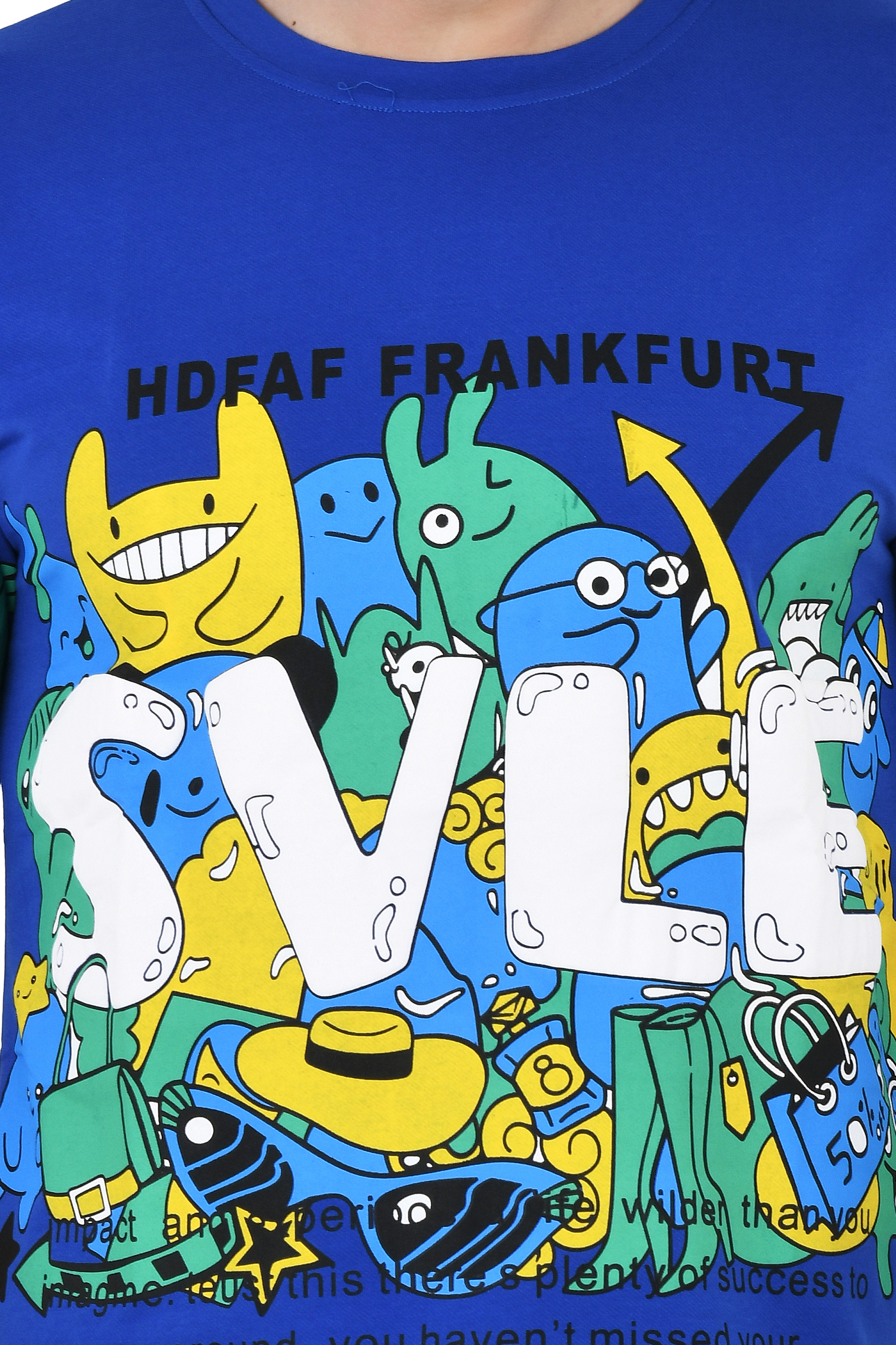 Man Cotton Blend Graphic Print Round Neck Half Sleeve Drop Shoulder Oversized T Shirt - Image 7