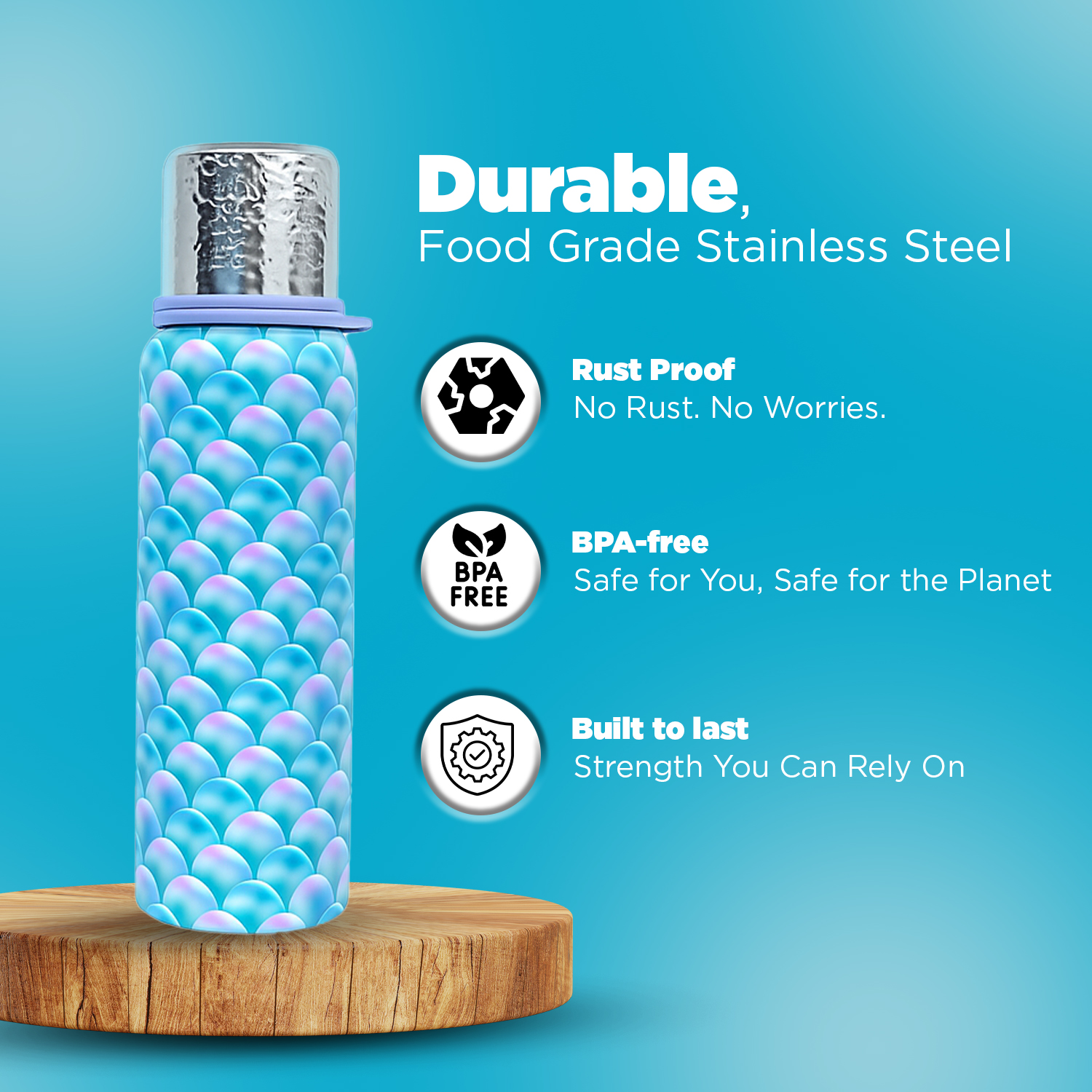 Vacuum Insulated Stainless Steel Flask Bottle Keeps Hot Cold for Hours 750 ml Stainless Steel Flask (Pack of 1, Blue) - Image 5