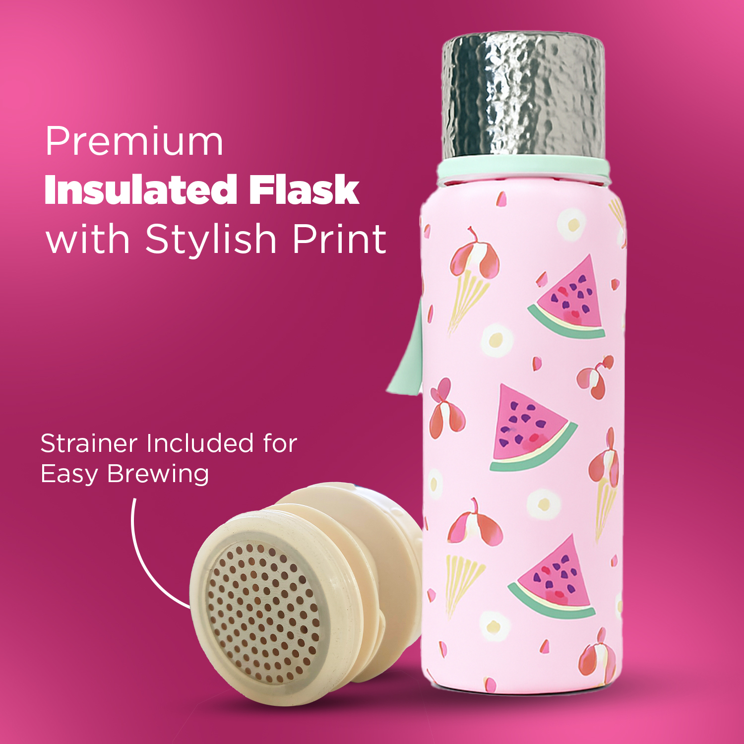 Vacuum Insulated Stainless Steel Flask Bottle Keeps Hot Cold for Hours 750 ml Stainless Steel Flask (Pack of 1, Pink) - Image 2