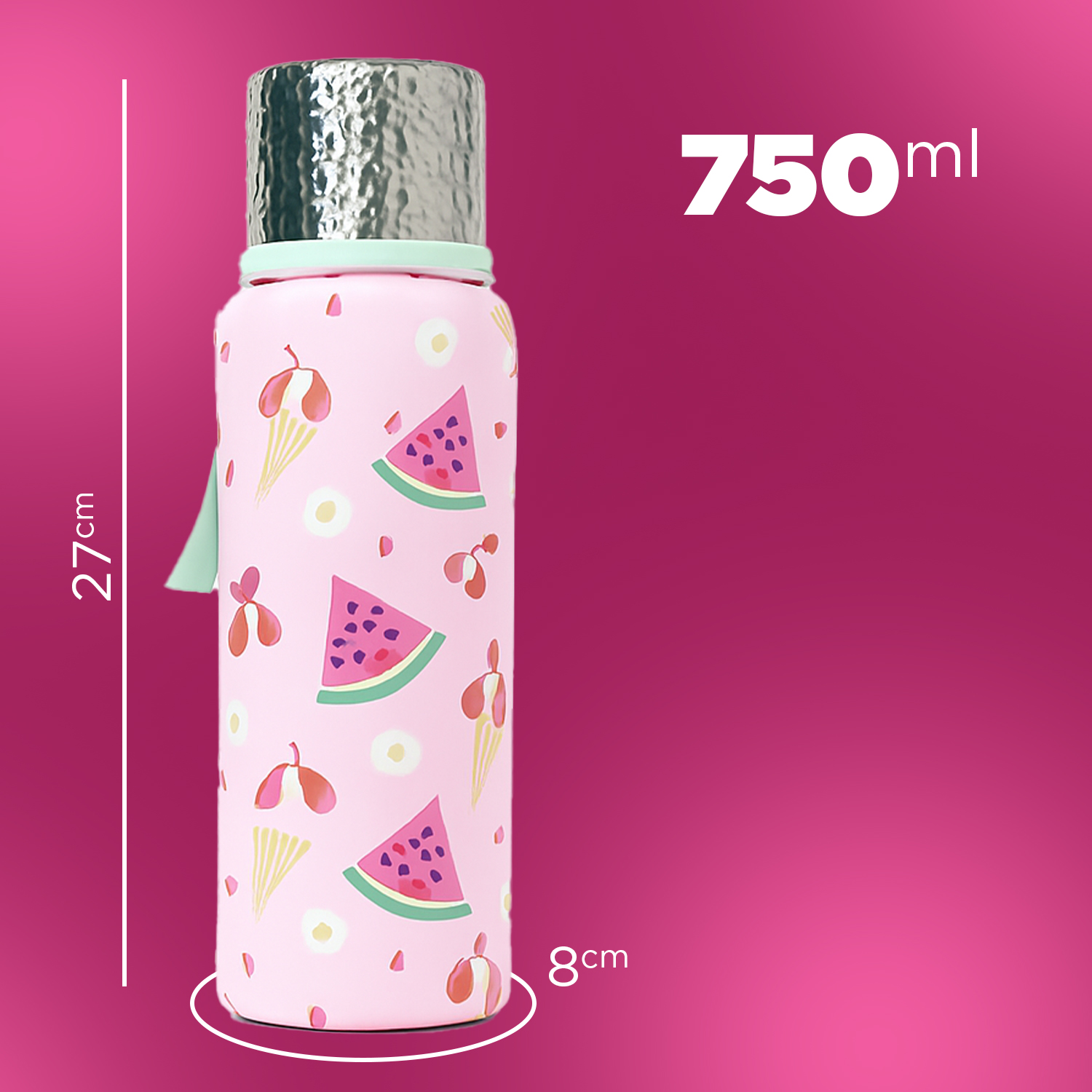 Vacuum Insulated Stainless Steel Flask Bottle Keeps Hot Cold for Hours 750 ml Stainless Steel Flask (Pack of 1, Pink) - Image 8