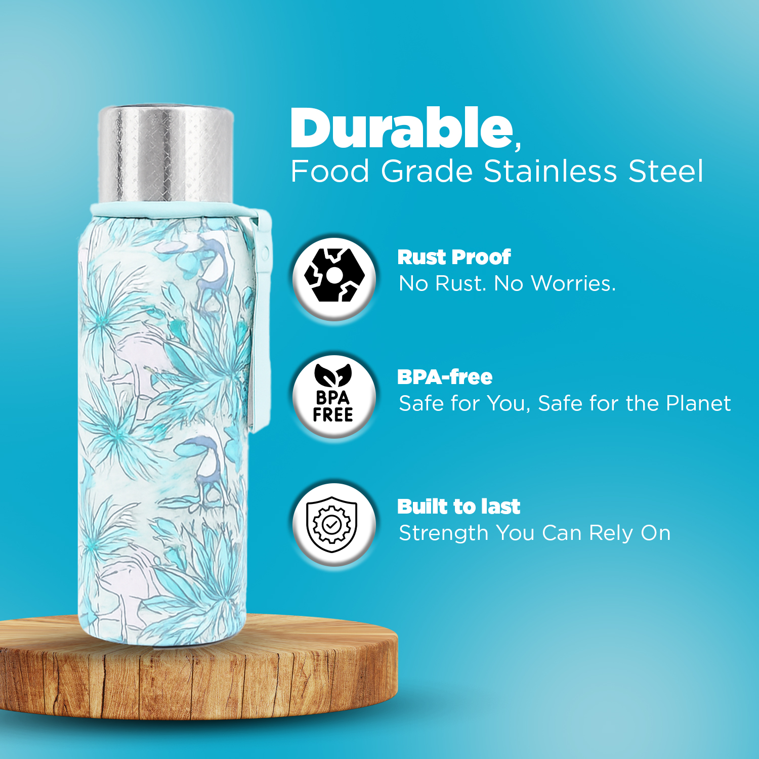 Vacuum Insulated Stainless Steel Flask Bottle Keeps Hot Cold for Hours 750 ml Stainless Steel Flask (Pack of 1, Light Blue) - Image 5