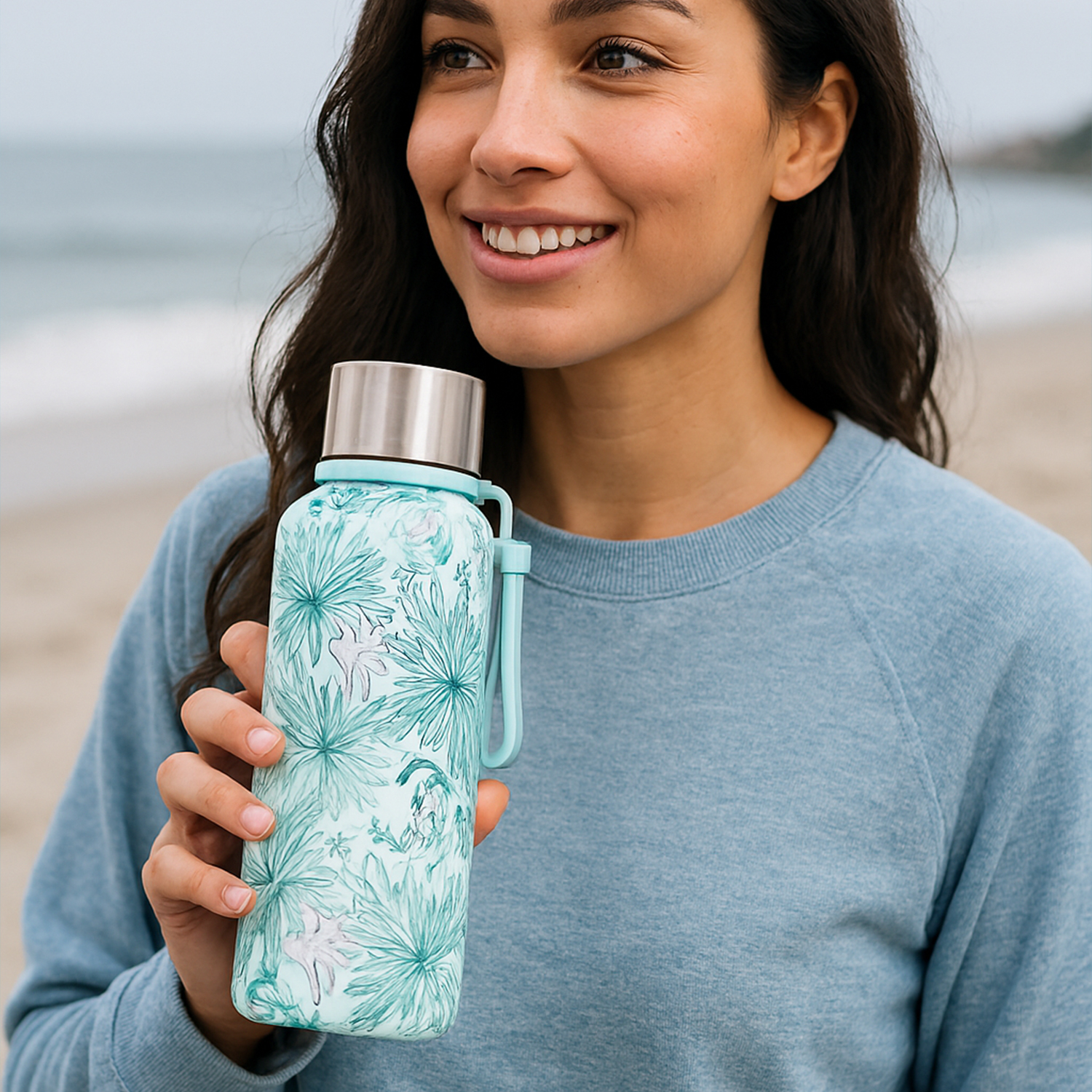 Vacuum Insulated Stainless Steel Flask Bottle Keeps Hot Cold for Hours 750 ml Stainless Steel Flask (Pack of 1, Light Blue) - Image 8