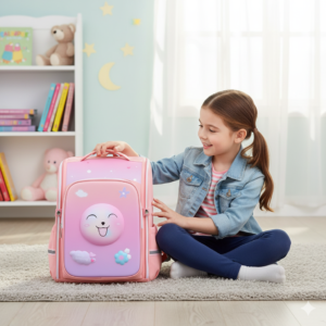 SAGEWARE 3D School Bag for Boys Kids & Girls Backpack for School | Waterproof, Lightweight, Spacious with Multiple Pockets & Durable Zippers for Daily Use (Age of 8-14 years) 3D-Peach