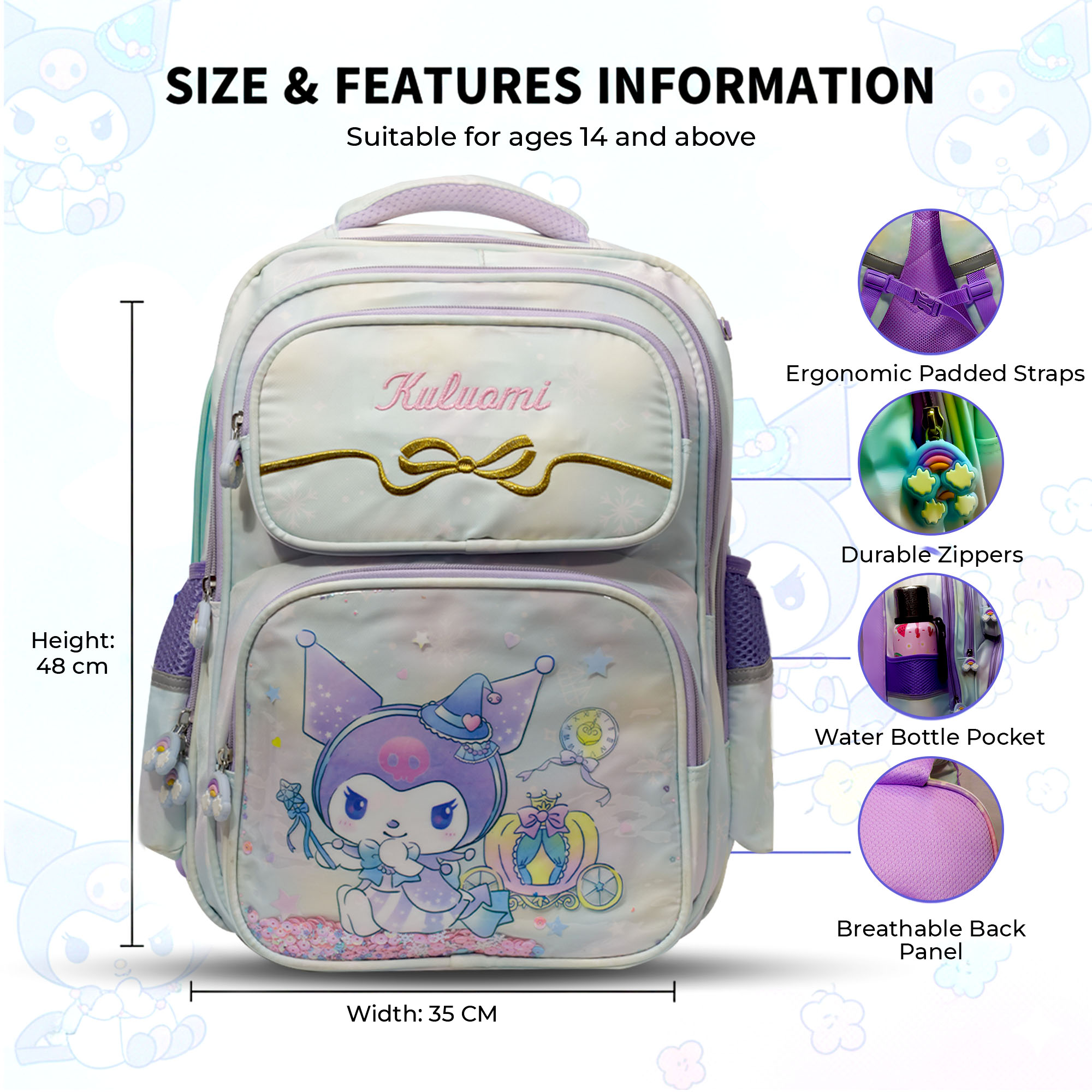 Sageware Kids School Bag for Girls and Boys | (Purple) - Image 7