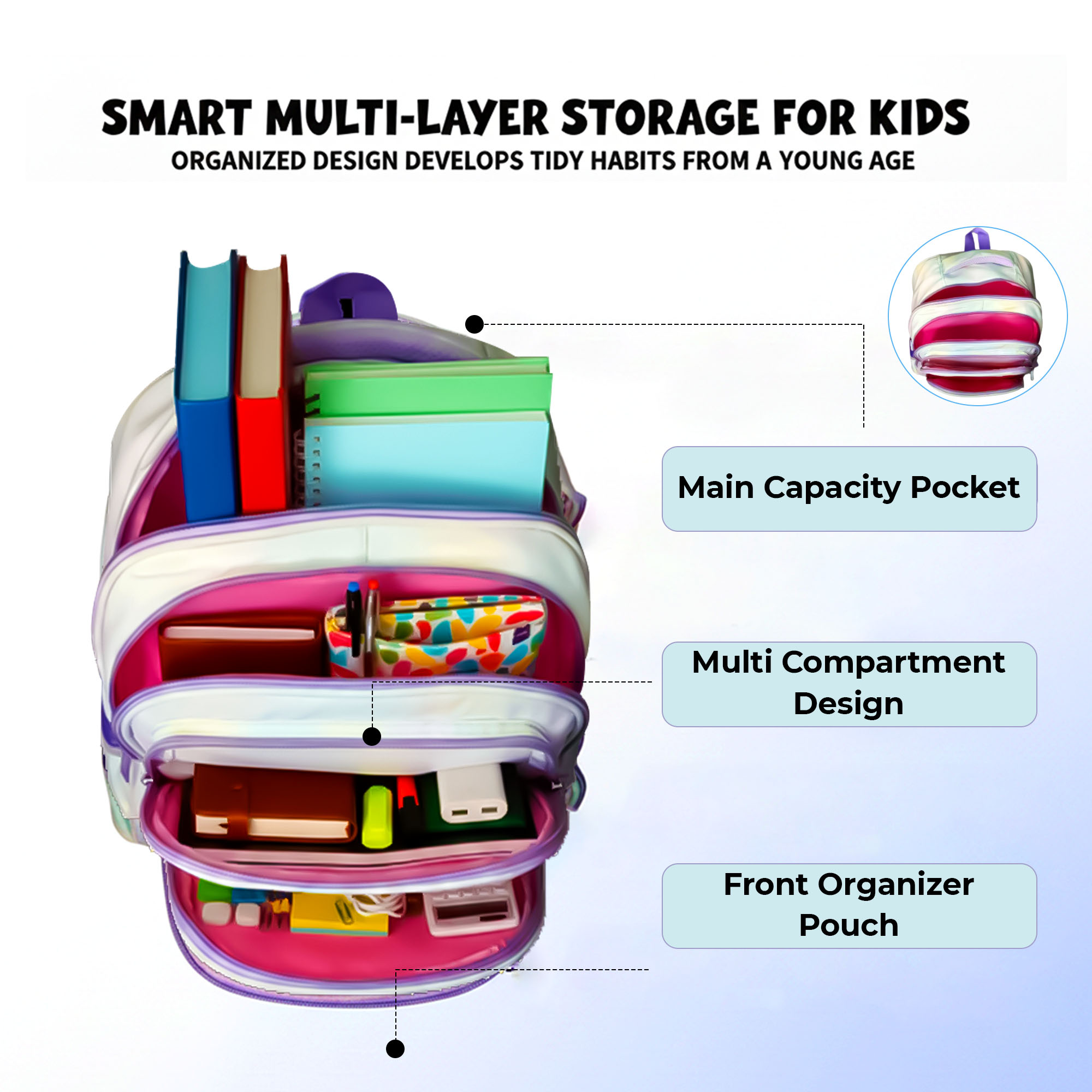 Sageware Kids School Bag for Girls and Boys | (Purple) - Image 5