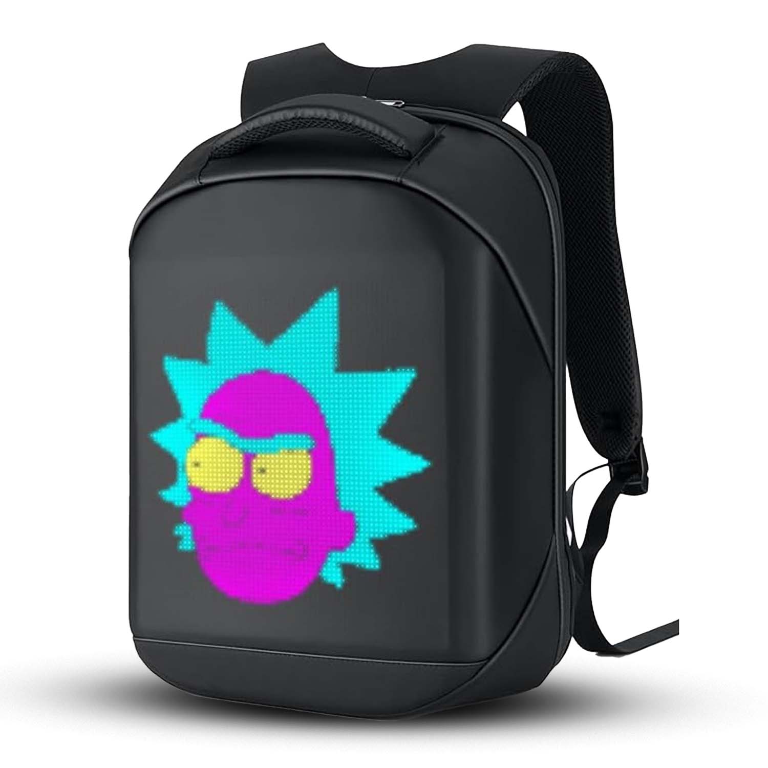 SAGEWARE Unisex LED Backpack – Custom Pixel Display Bag (Black)