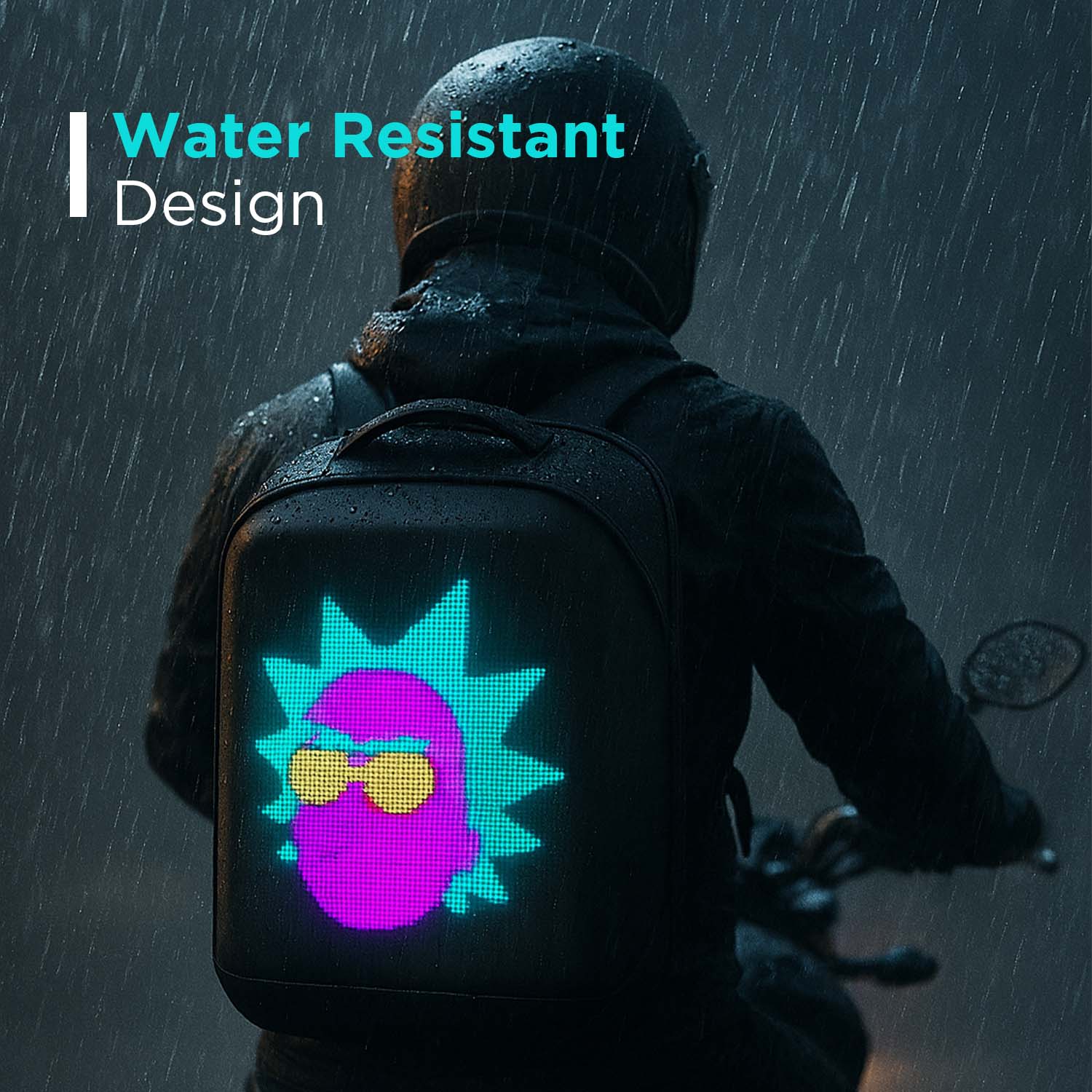 SAGEWARE Unisex LED Backpack – Custom Pixel Display Bag (Black) - Image 4