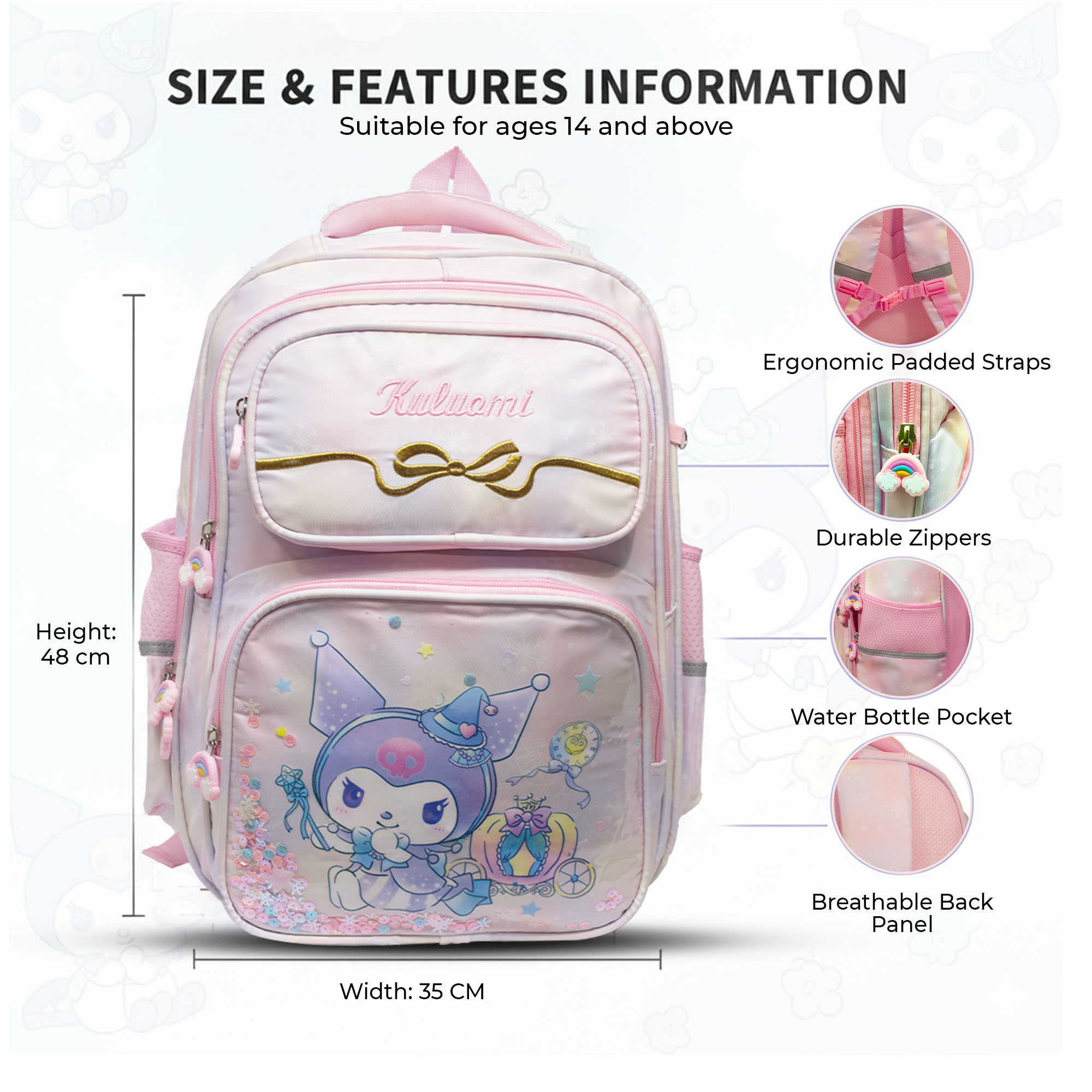Sageware Kids School Bag for Girls and Boys | (Light Pink) - Image 7