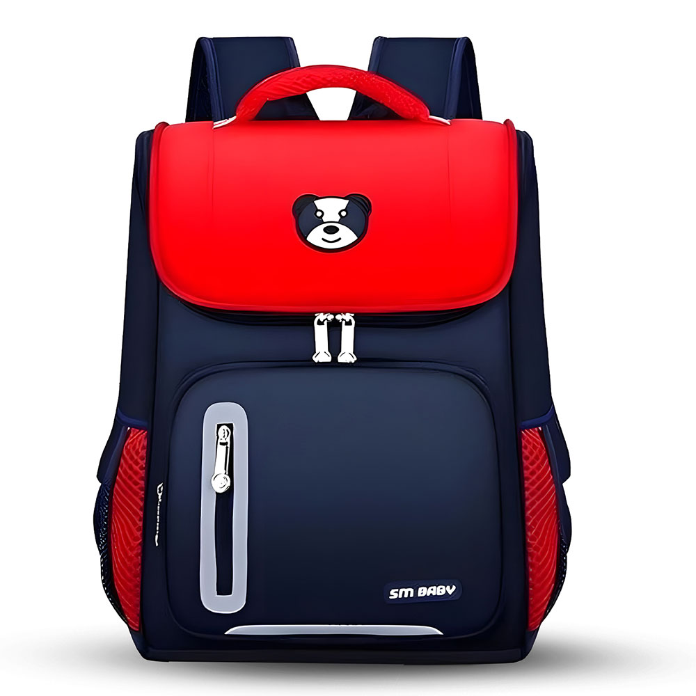 Sageware Bear Graphic Print Flap School Bag (Blue)