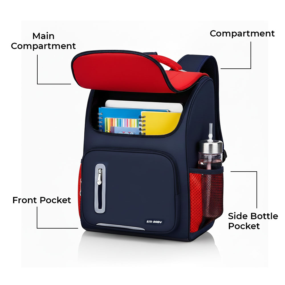 Sageware Bear Graphic Print Flap School Bag (Blue) - Image 9