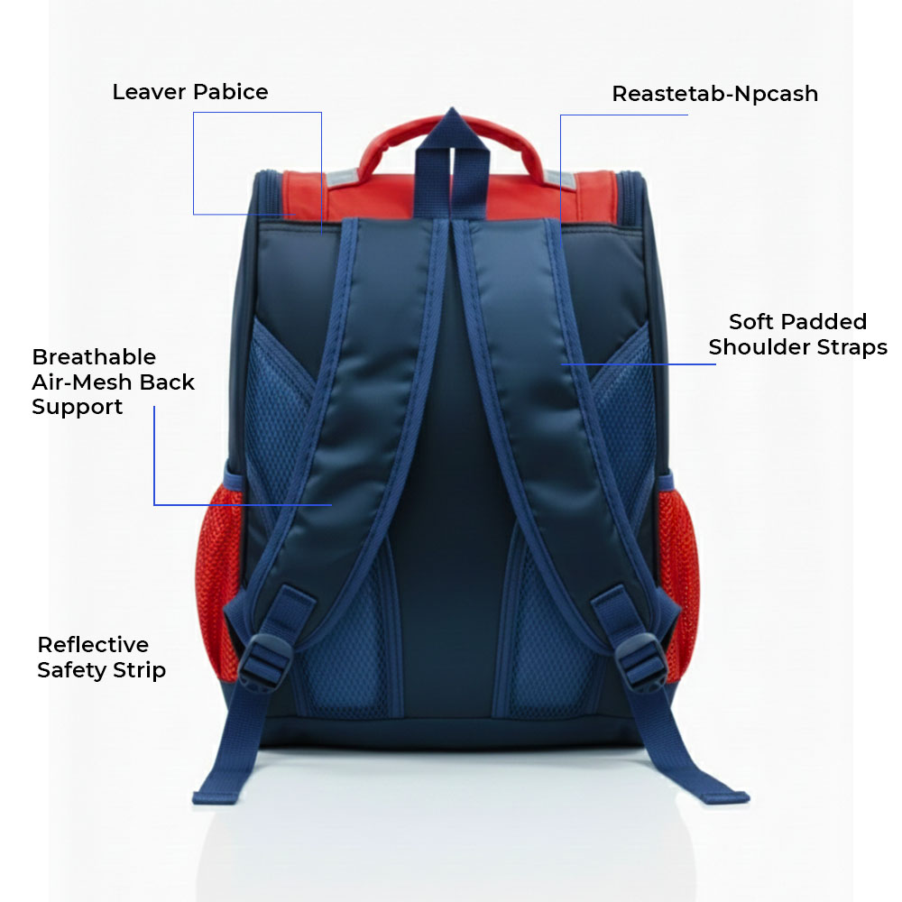 Sageware Bear Graphic Print Flap School Bag (Blue) - Image 7