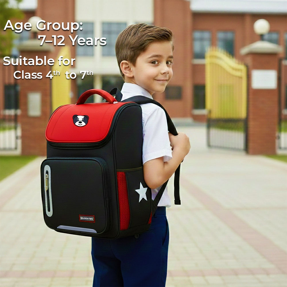 Sageware Bear Graphic Print Flap School Bag (Blue) - Image 6