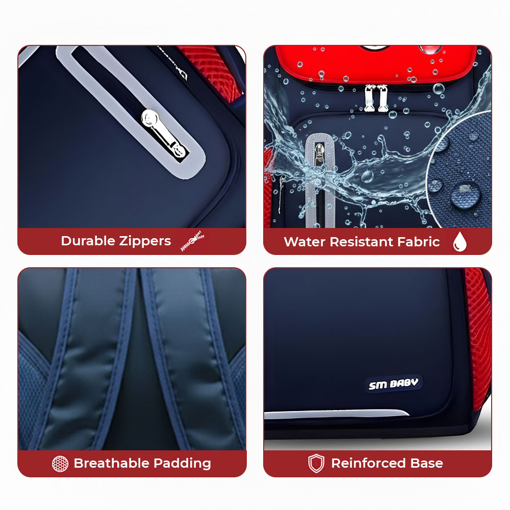 Sageware Bear Graphic Print Flap School Bag (Blue) - Image 2