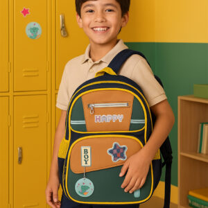 SAGEWARE School Bag for Boys Kids & Girls Backpack for School | Waterproof, Lightweight, Spacious with Multiple Pockets & Durable Zippers for Daily Use (Age of 6-12 years) Yellow