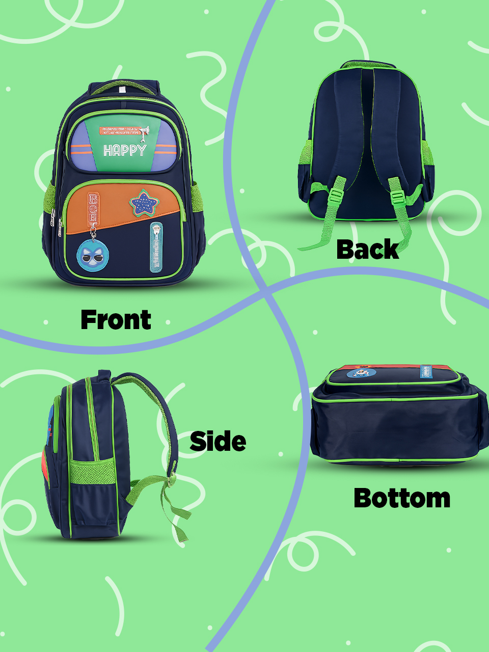 SAGEWARE School Bag for Boys Kids & Girls Backpack for School | Waterproof, Lightweight, Spacious with Multiple Pockets & Durable Zippers for Daily Use (Age of 6-12 years) Green - Image 12