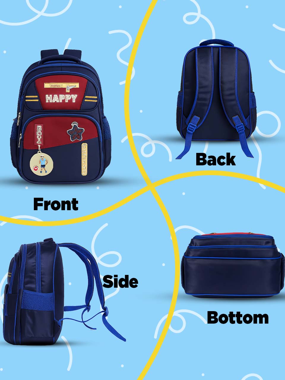 SAGEWARE School Bag for Boys Kids & Girls Backpack for School | Waterproof, Lightweight, Spacious with Multiple Pockets & Durable Zippers for Daily Use (Age of 6-12 years) Blue - Image 12