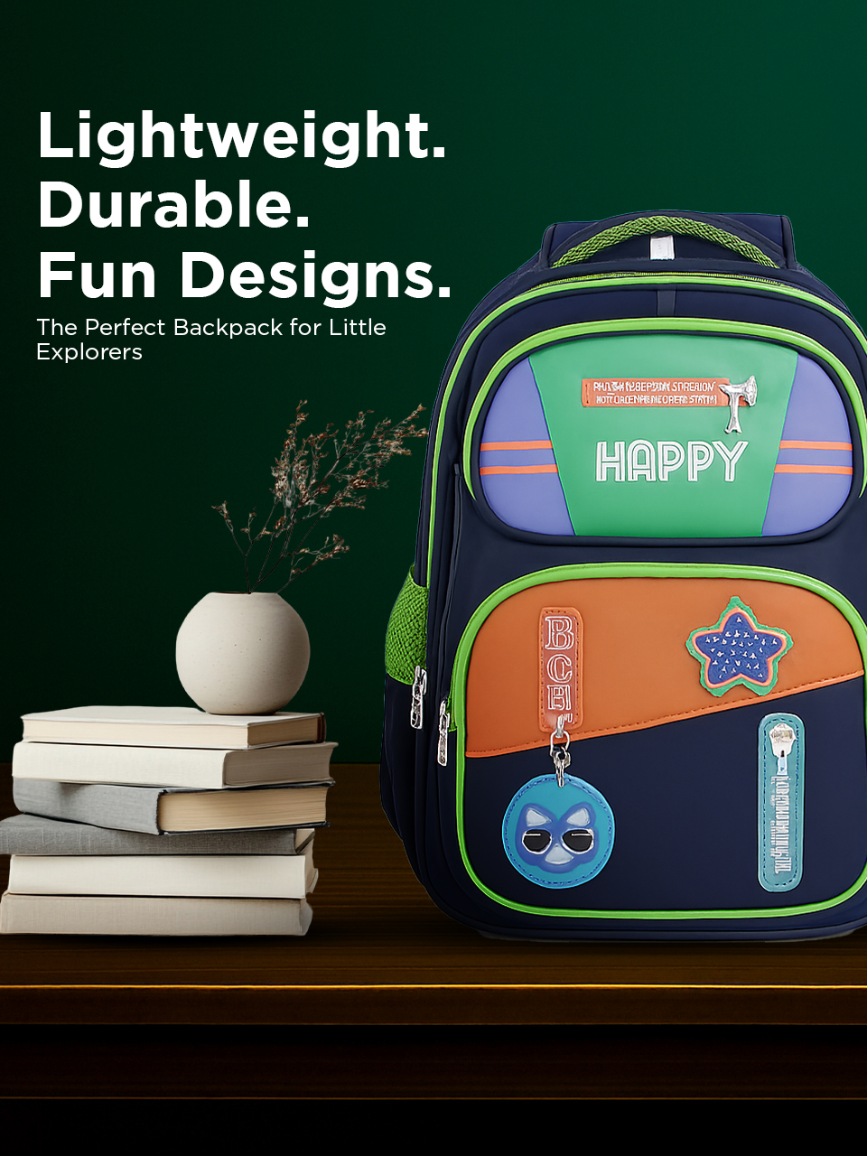 SAGEWARE School Bag for Boys Kids & Girls Backpack for School | Waterproof, Lightweight, Spacious with Multiple Pockets & Durable Zippers for Daily Use (Age of 6-12 years) Green - Image 3