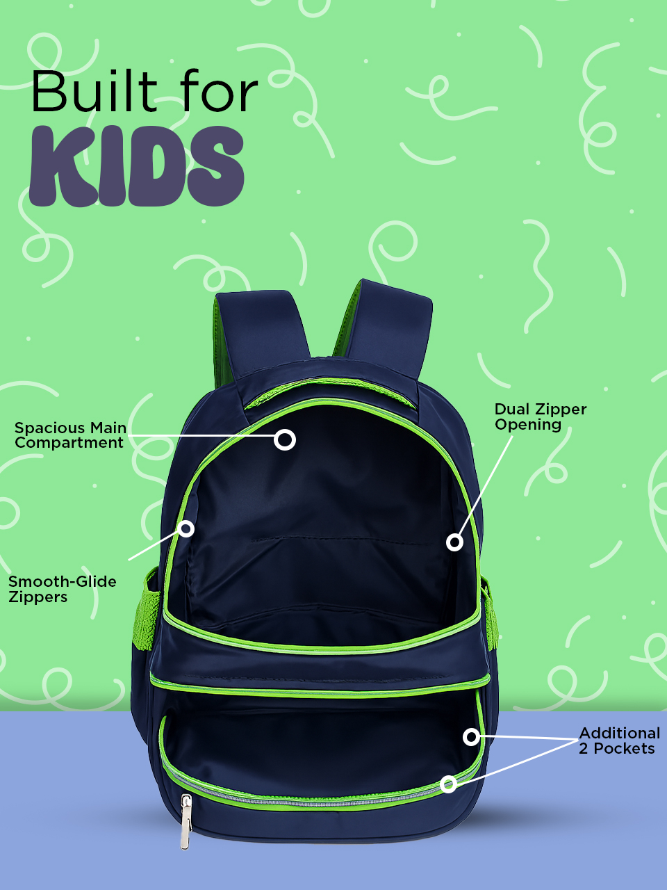 SAGEWARE School Bag for Boys Kids & Girls Backpack for School | Waterproof, Lightweight, Spacious with Multiple Pockets & Durable Zippers for Daily Use (Age of 6-12 years) Green - Image 6