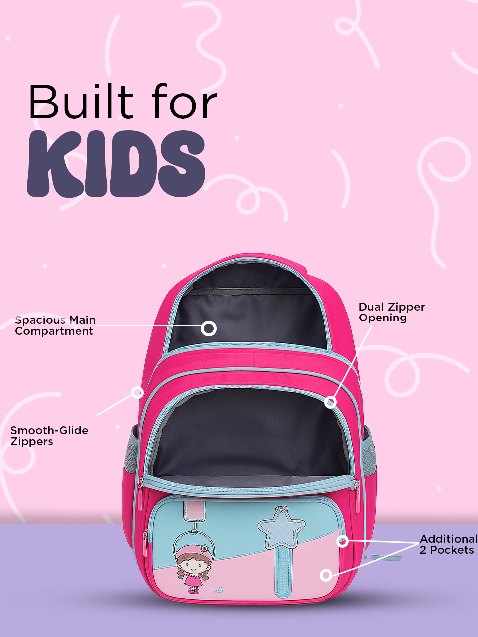 SAGEWARE School Bag for Boys Kids & Girls Backpack for School | Light Pink - Image 6