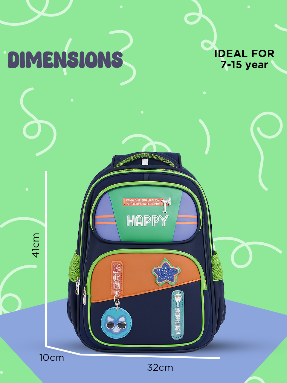 SAGEWARE School Bag for Boys Kids & Girls Backpack for School | Waterproof, Lightweight, Spacious with Multiple Pockets & Durable Zippers for Daily Use (Age of 6-12 years) Green - Image 9