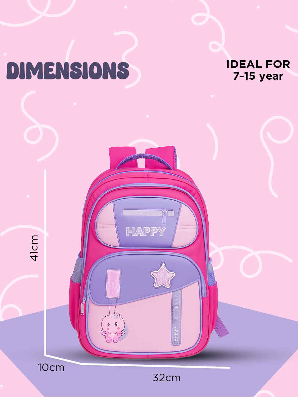 SAGEWARE School Bag for Boys Kids & Girls Backpack for School | Pink - Image 9