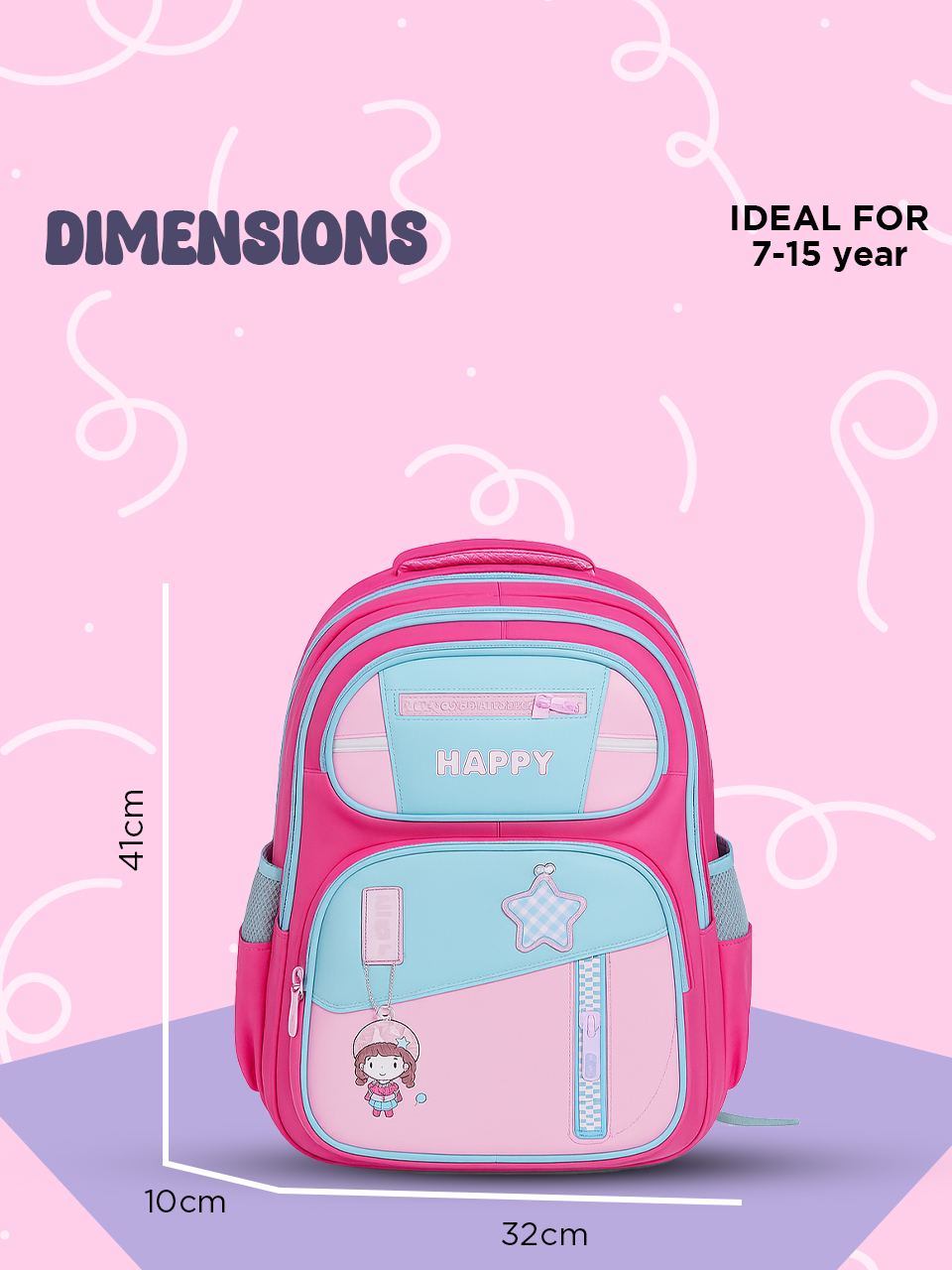 SAGEWARE School Bag for Boys Kids & Girls Backpack for School | Light Pink - Image 9