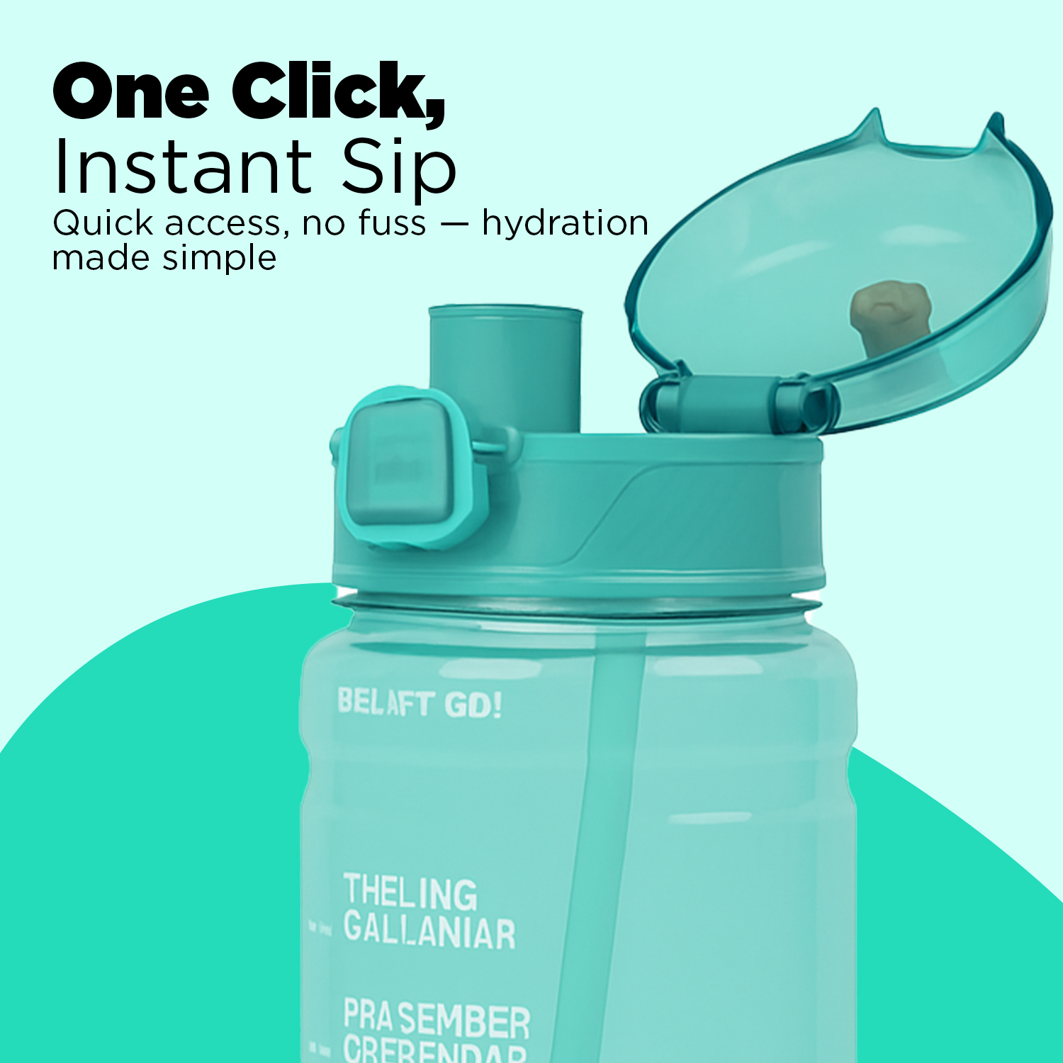 Sageware Hello Quote Printed Multi-Purpose Water Bottle – 1L Leakproof & Durable Daily Use (Peach) - Image 2