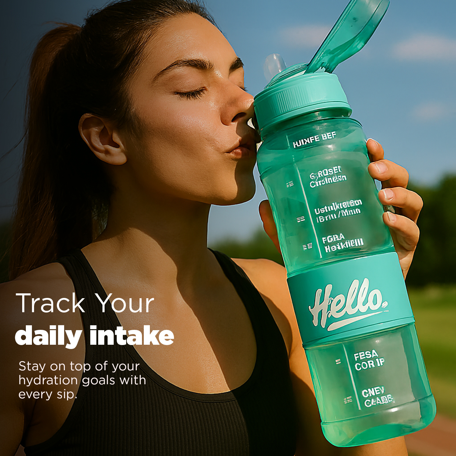 Sageware Hello Quote Printed Multi-Purpose Water Bottle – 1L Leakproof & Durable Daily Use (Peach) - Image 5