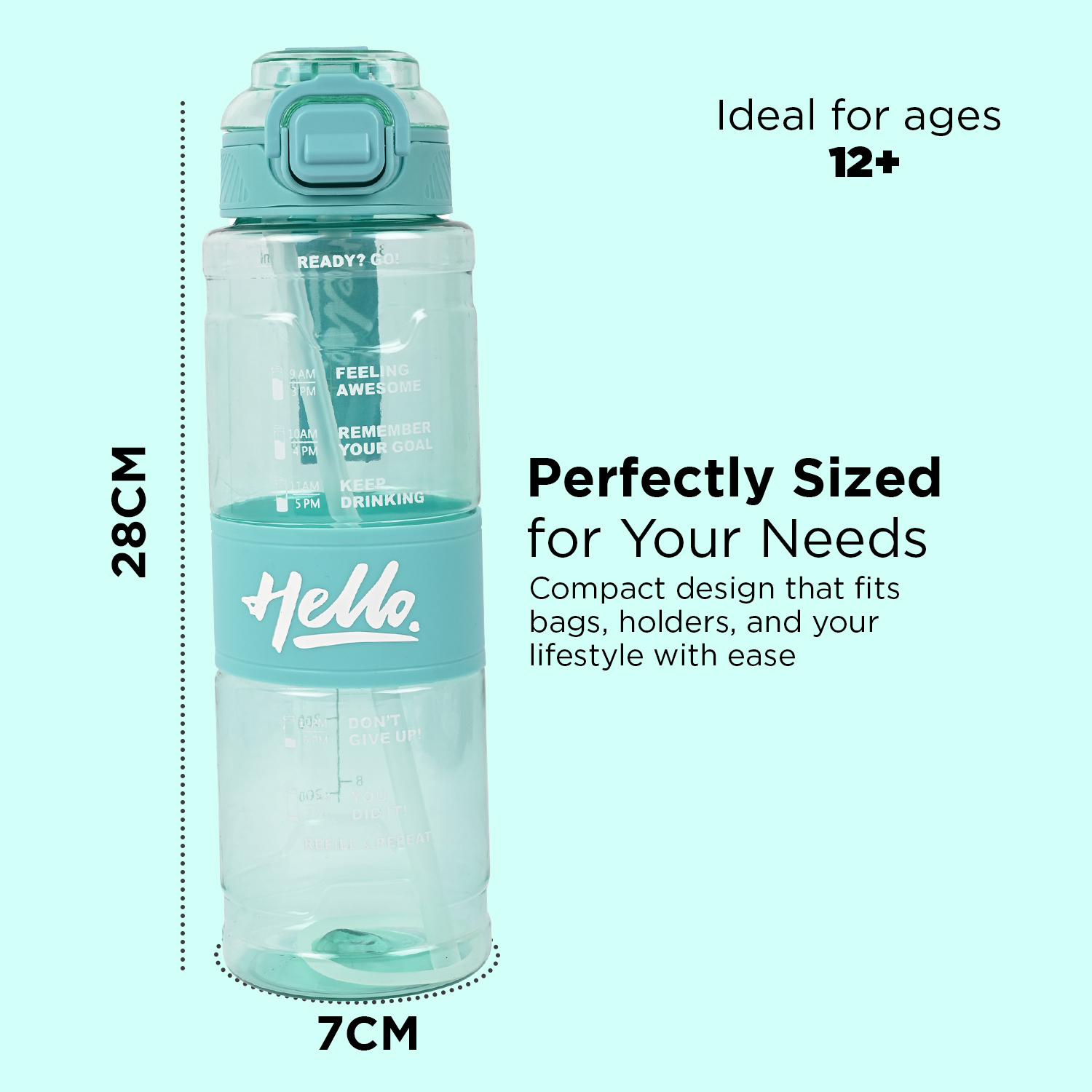 Sageware Hello Quote Printed Multi-Purpose Water Bottle – 1L Leakproof & Durable Daily Use (Peach) - Image 7