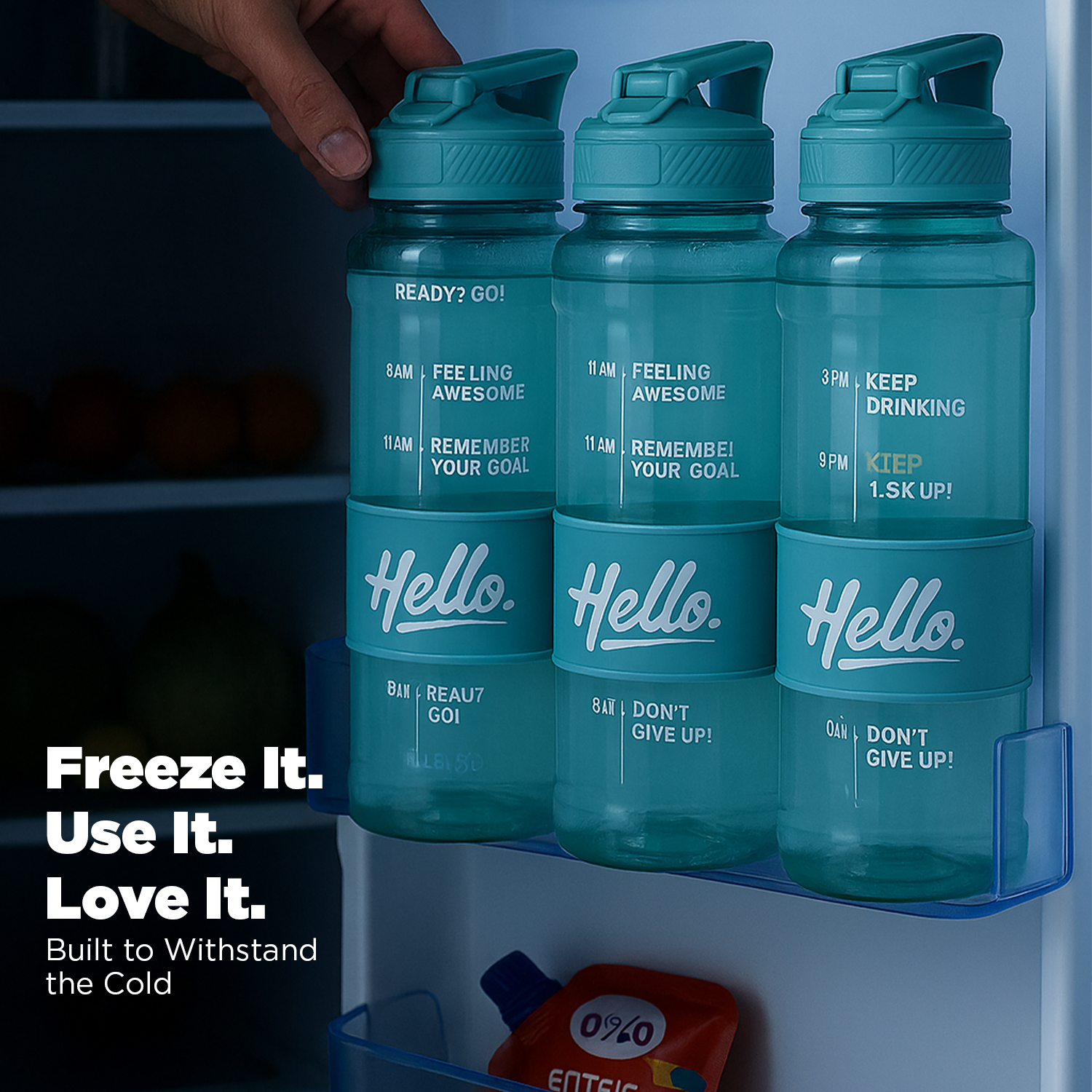 Sageware Hello Quote Printed Multi-Purpose Water Bottle – 1L Leakproof & Durable Daily Use (Peach) - Image 8