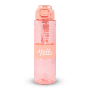 Sageware Hello Quote Printed Multi-Purpose Water Bottle – 1L Leakproof & Durable Daily Use (Peach)